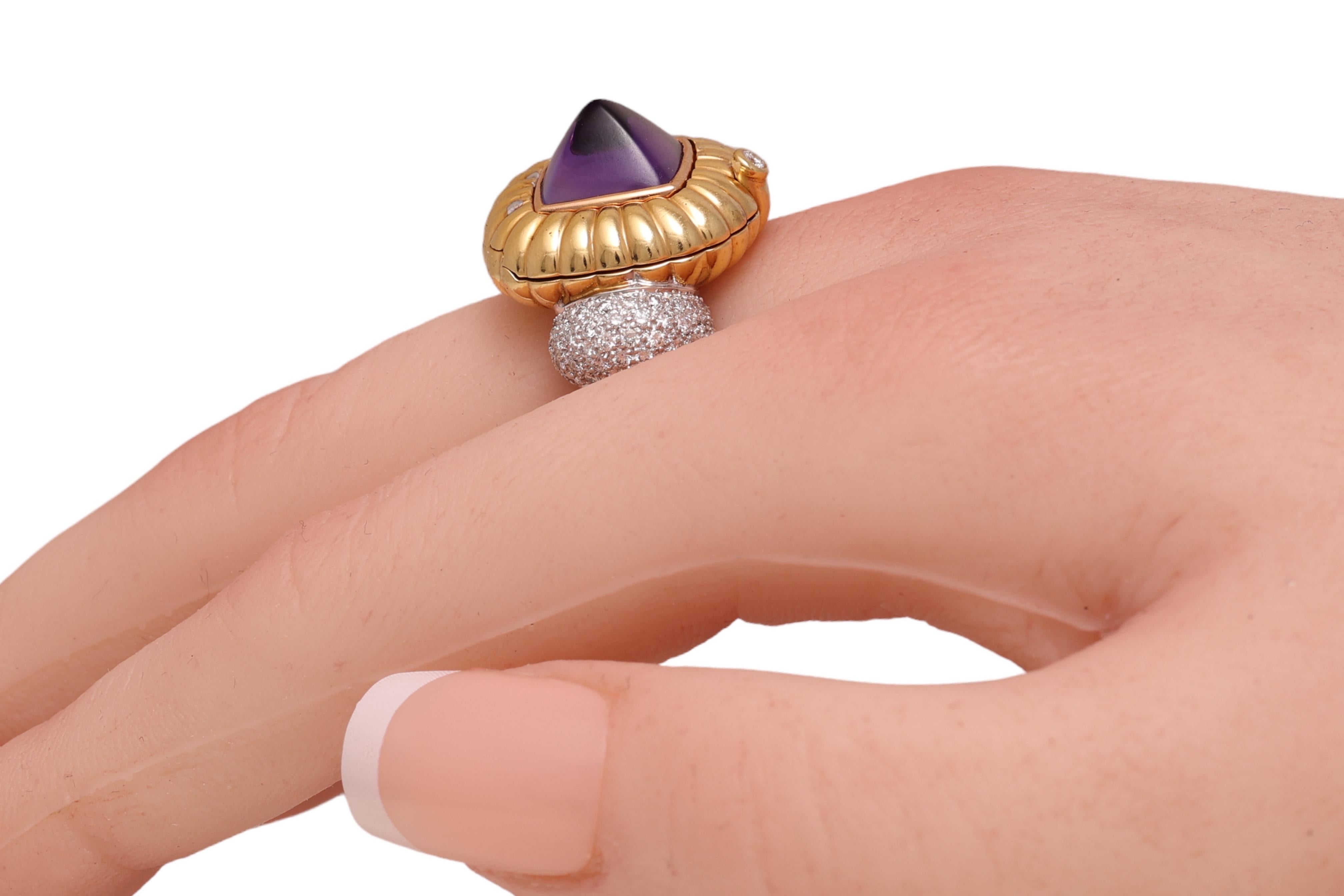 Anello con diamante con pietre di colore intermedio intercambiabili in oro 18 Kt in vendita 5