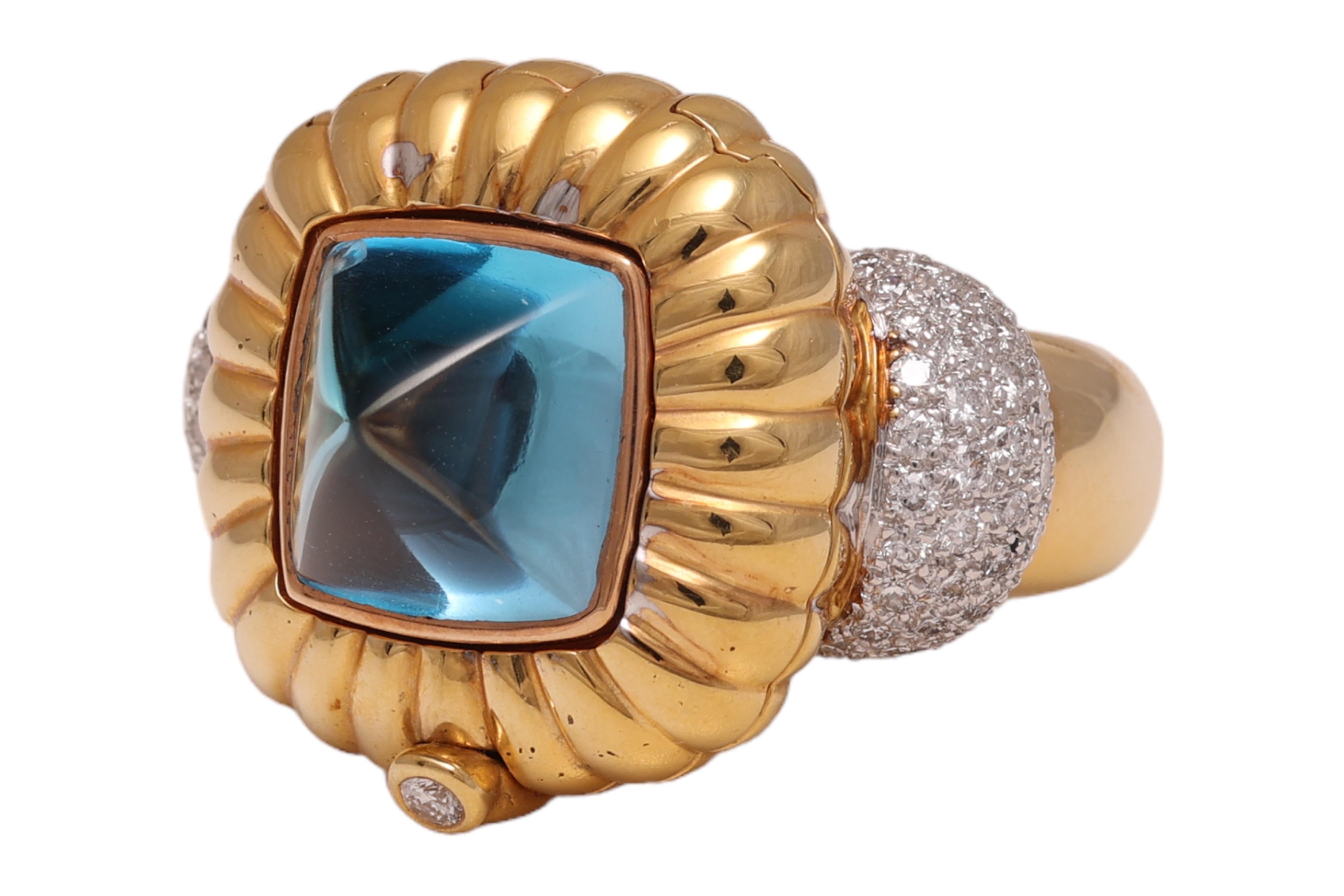 Artigiano Anello con diamante con pietre di colore intermedio intercambiabili in oro 18 Kt in vendita