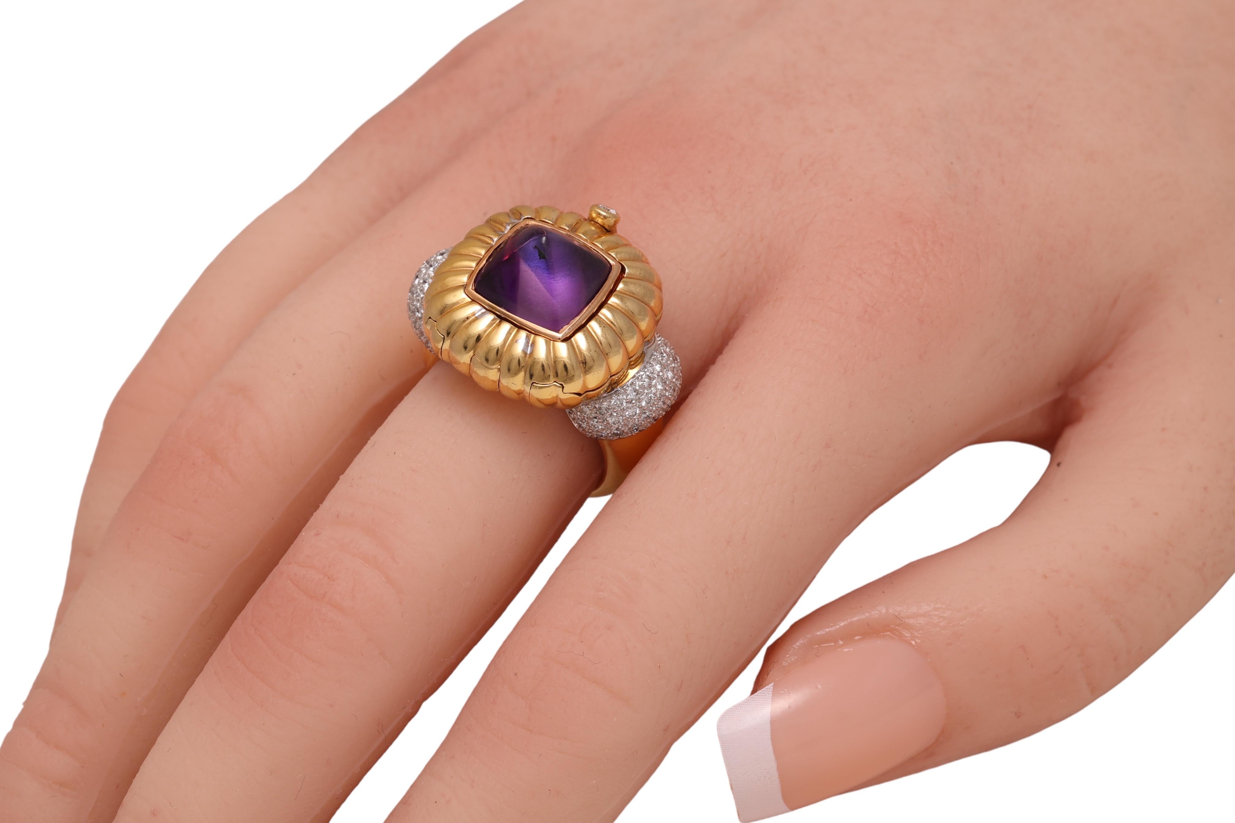 Anello con diamante con pietre di colore intermedio intercambiabili in oro 18 Kt In condizioni Nuovo in vendita a Antwerp, BE