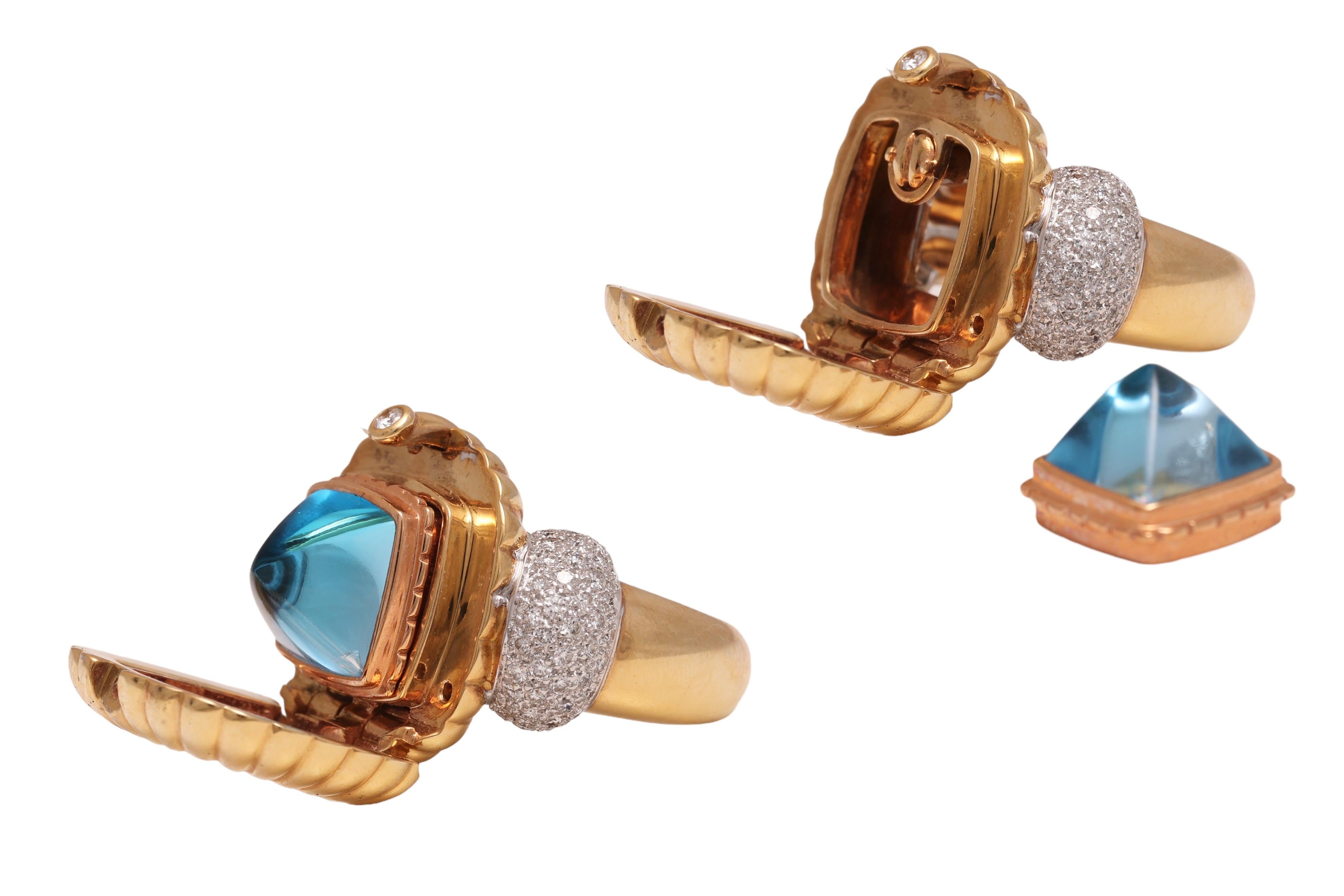 Anello con diamante con pietre di colore intermedio intercambiabili in oro 18 Kt in vendita 1