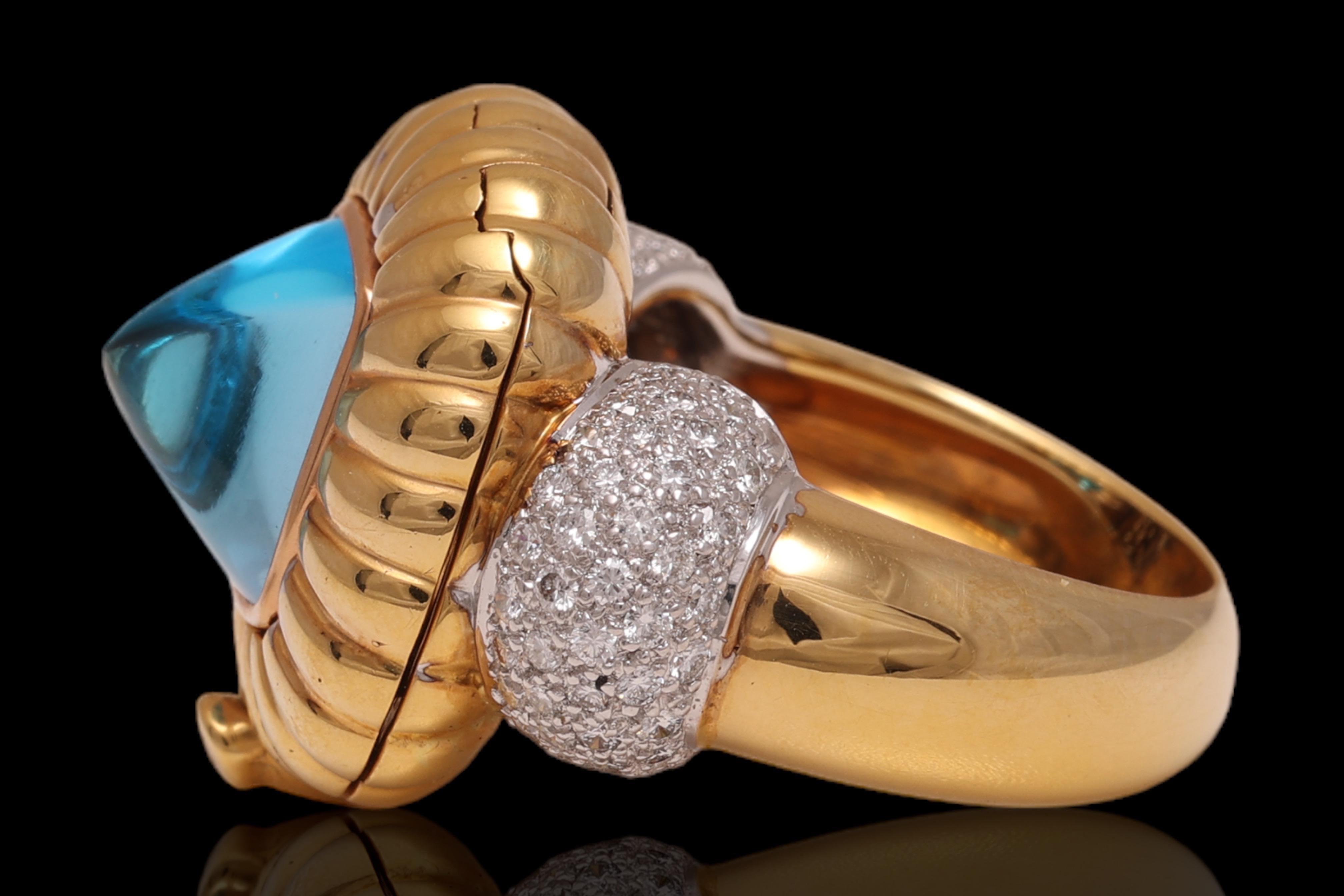 Anello con diamante con pietre di colore intermedio intercambiabili in oro 18 Kt in vendita 3