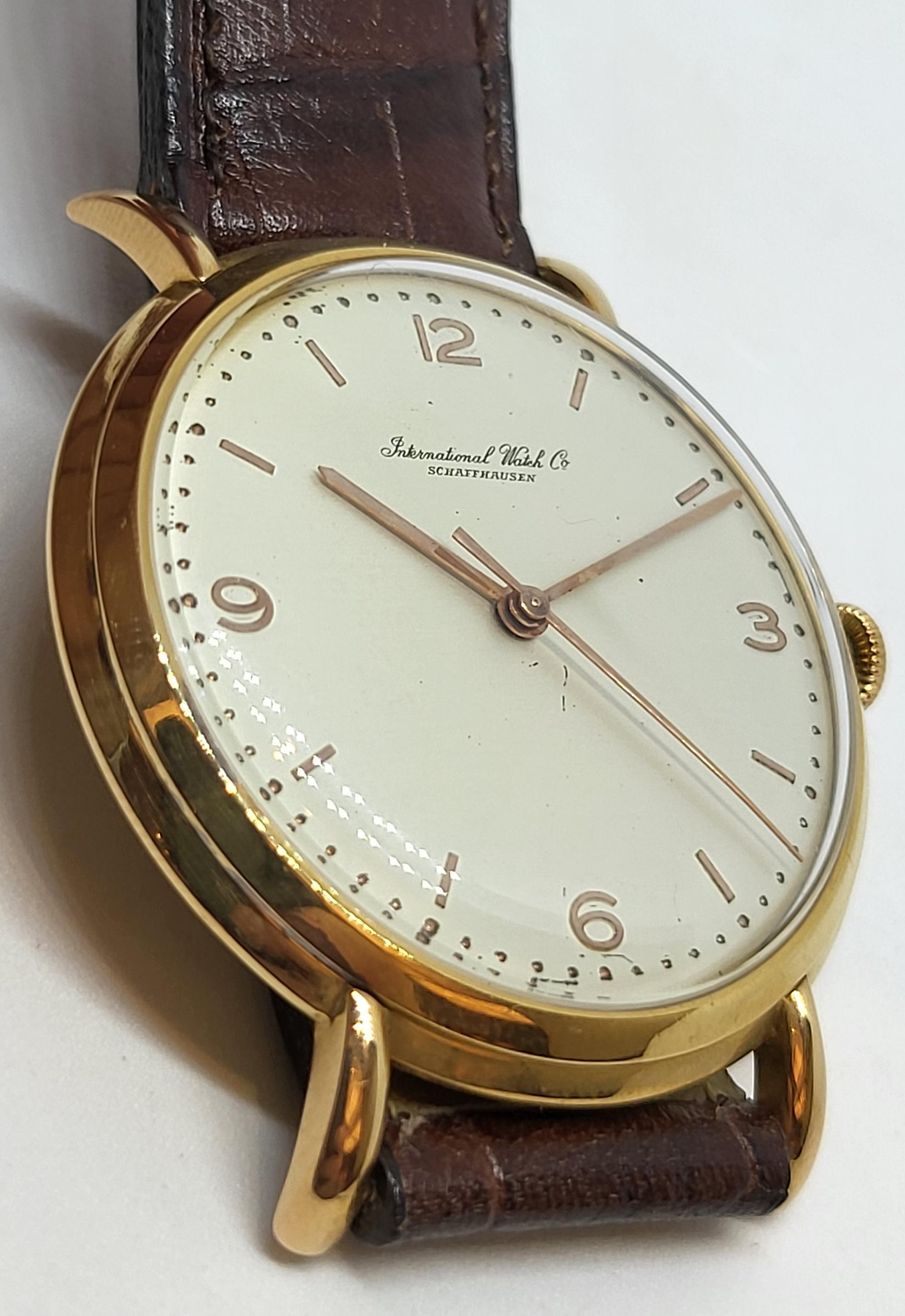 18 Kt Gold IWC Vintage Wrist Watch Caliber Rare 89, Fancy Lugs For Sale 3