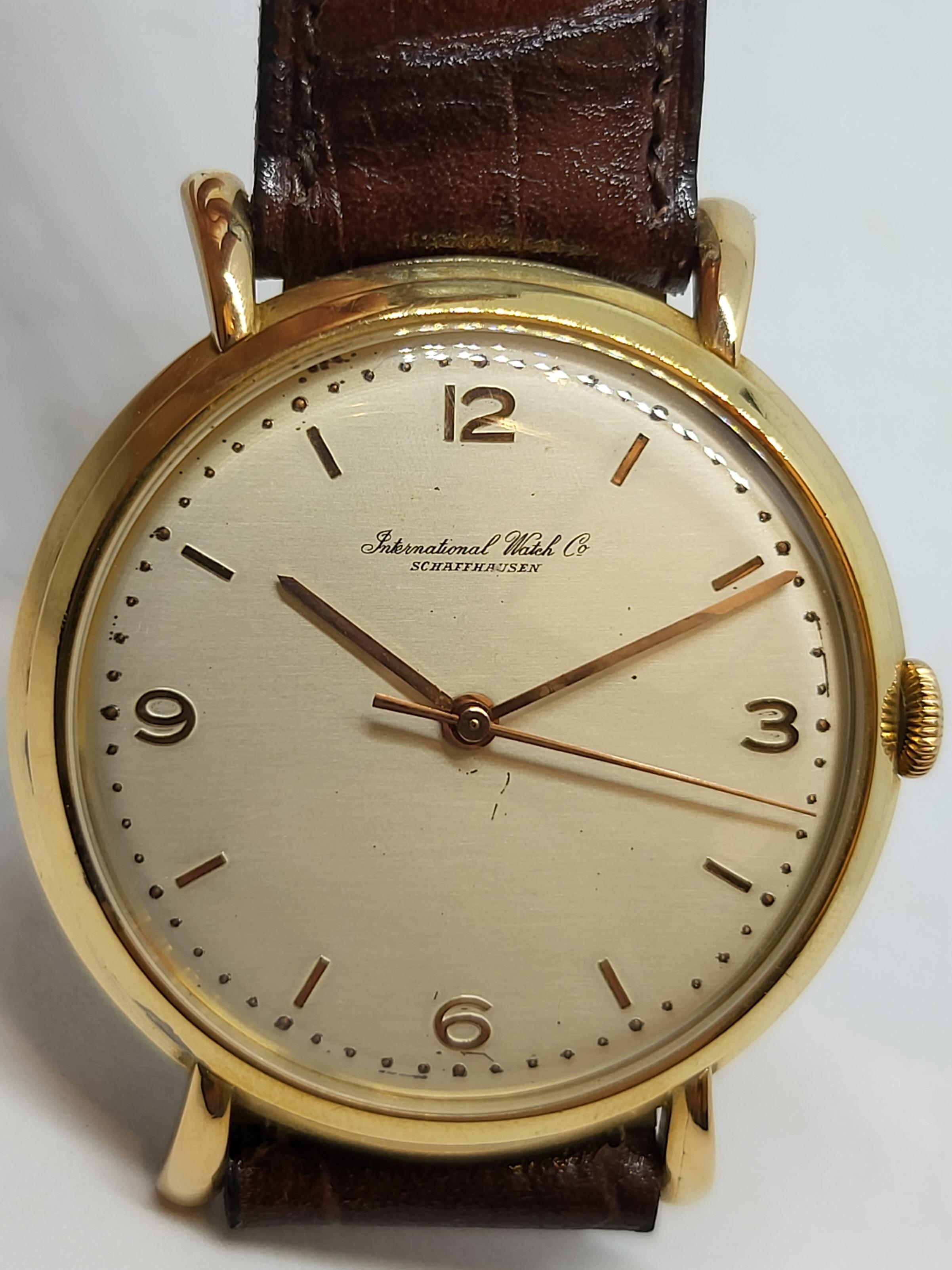 18 Kt Gold IWC Vintage Wrist Watch Caliber Rare 89, Fancy Lugs For Sale 4