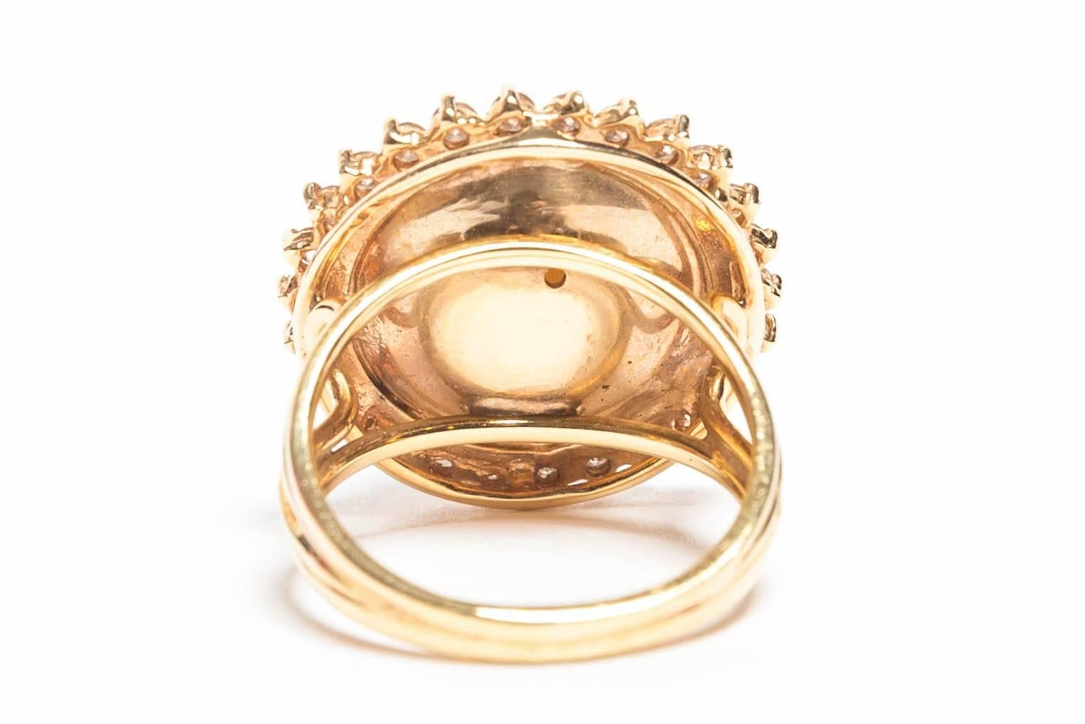 18 Kt Gold Mabe Pearl and Diamond Cocktail Ring  3