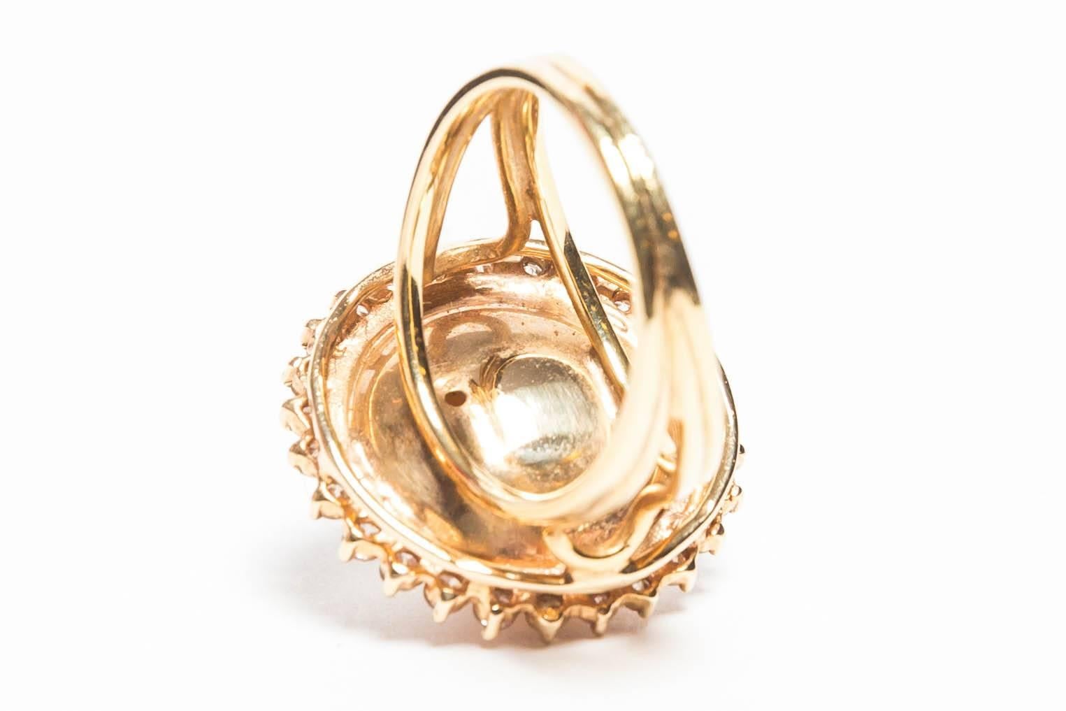 18 Kt Gold Mabe Pearl and Diamond Cocktail Ring  4