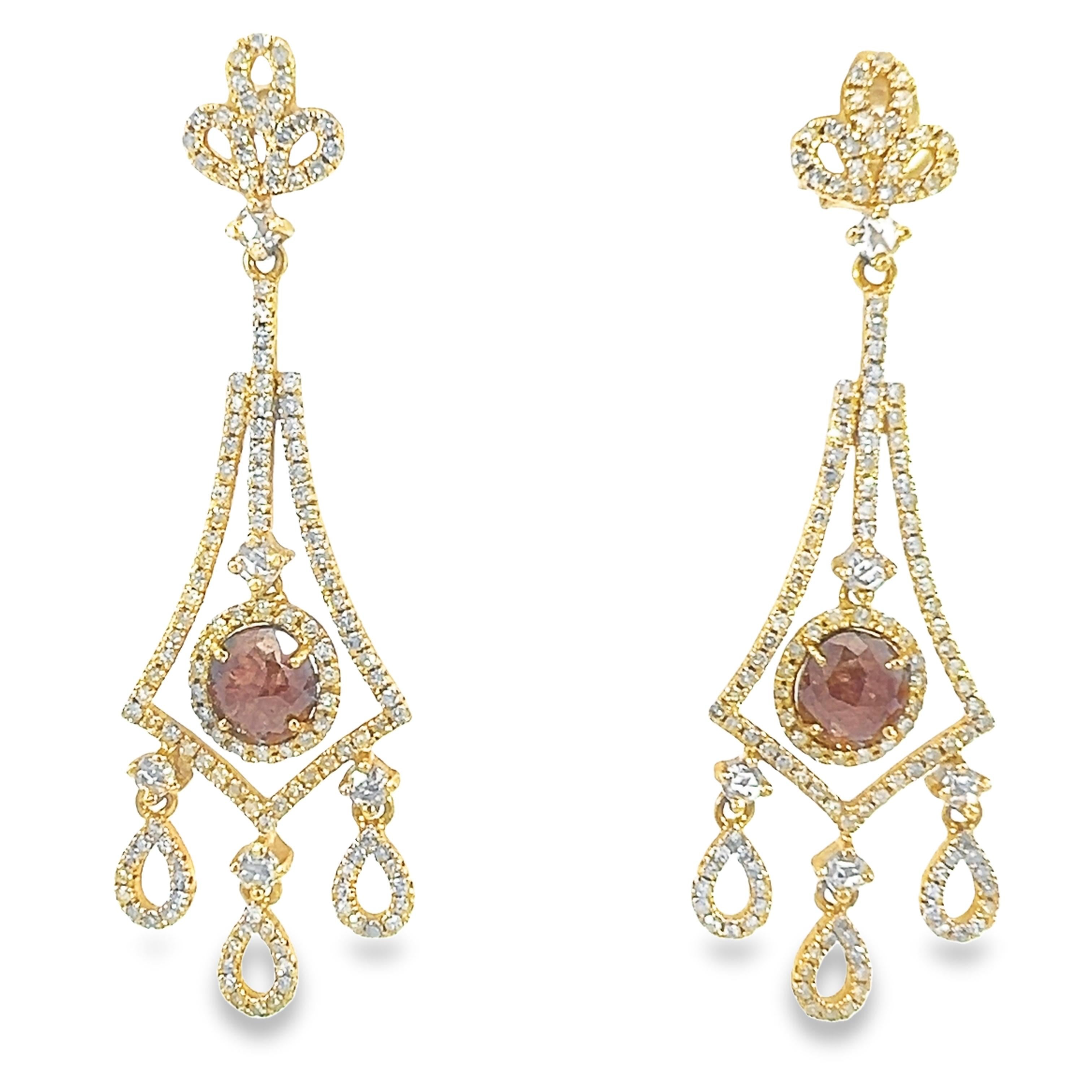 Orecchini con diamanti naturali in oro 18 carati in vendita 1