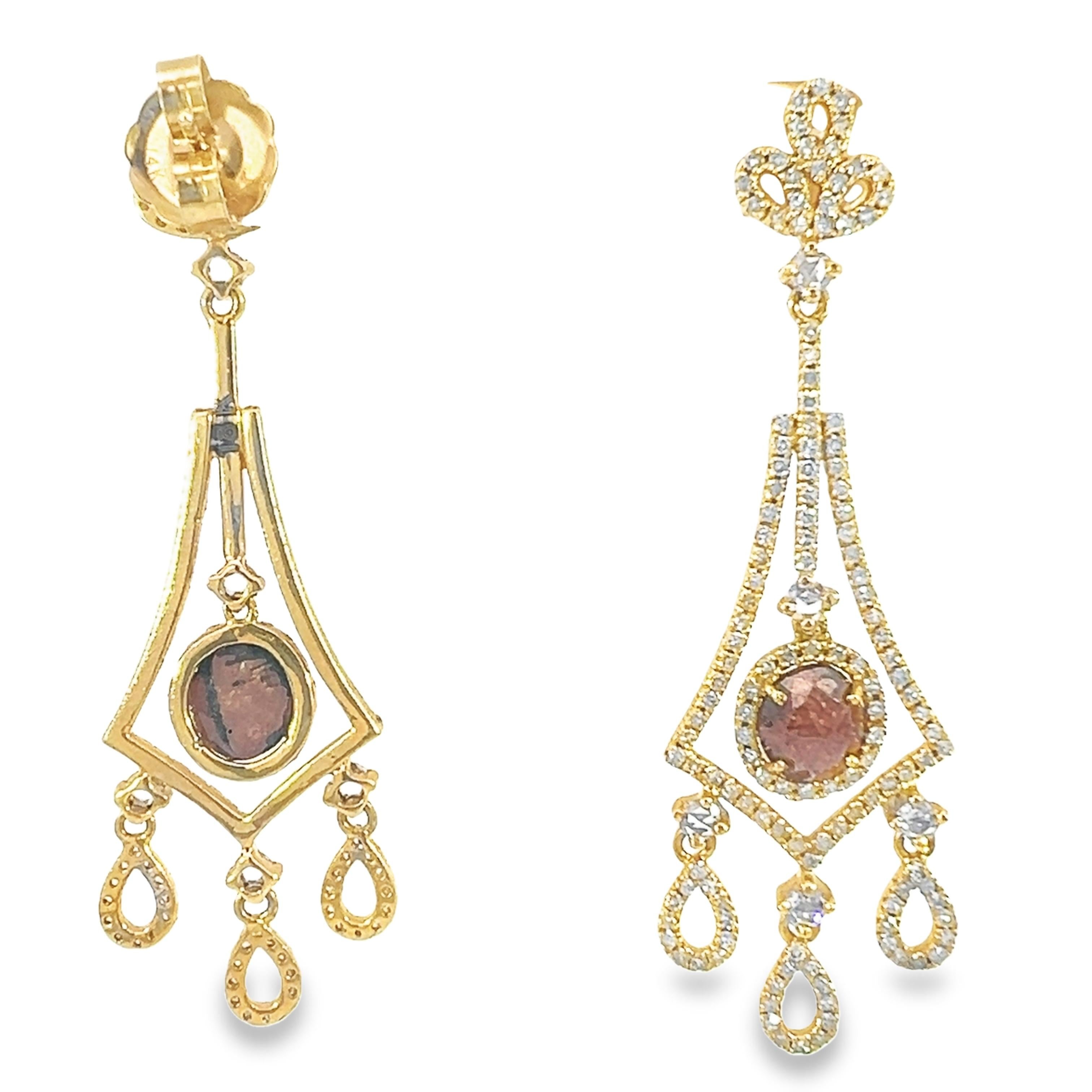 Orecchini con diamanti naturali in oro 18 carati in vendita 3
