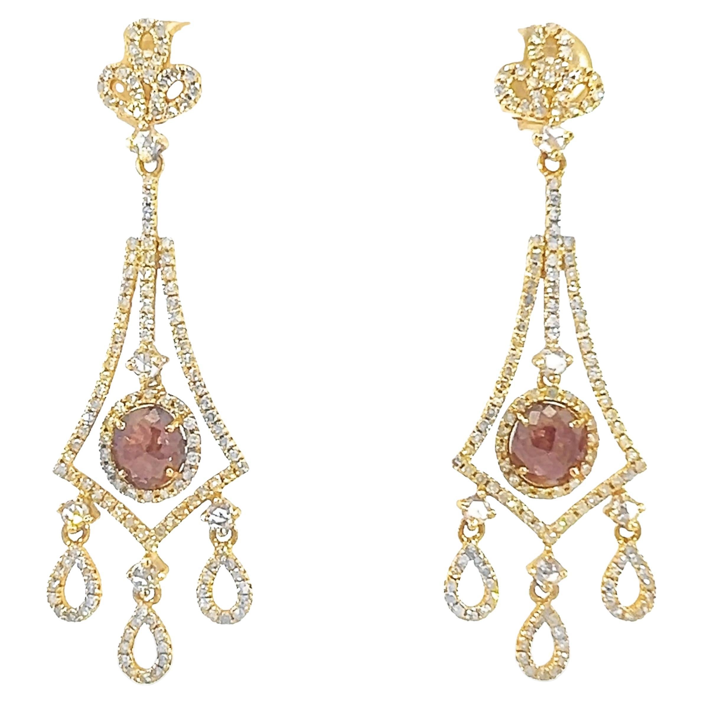 Orecchini con diamanti naturali in oro 18 carati in vendita