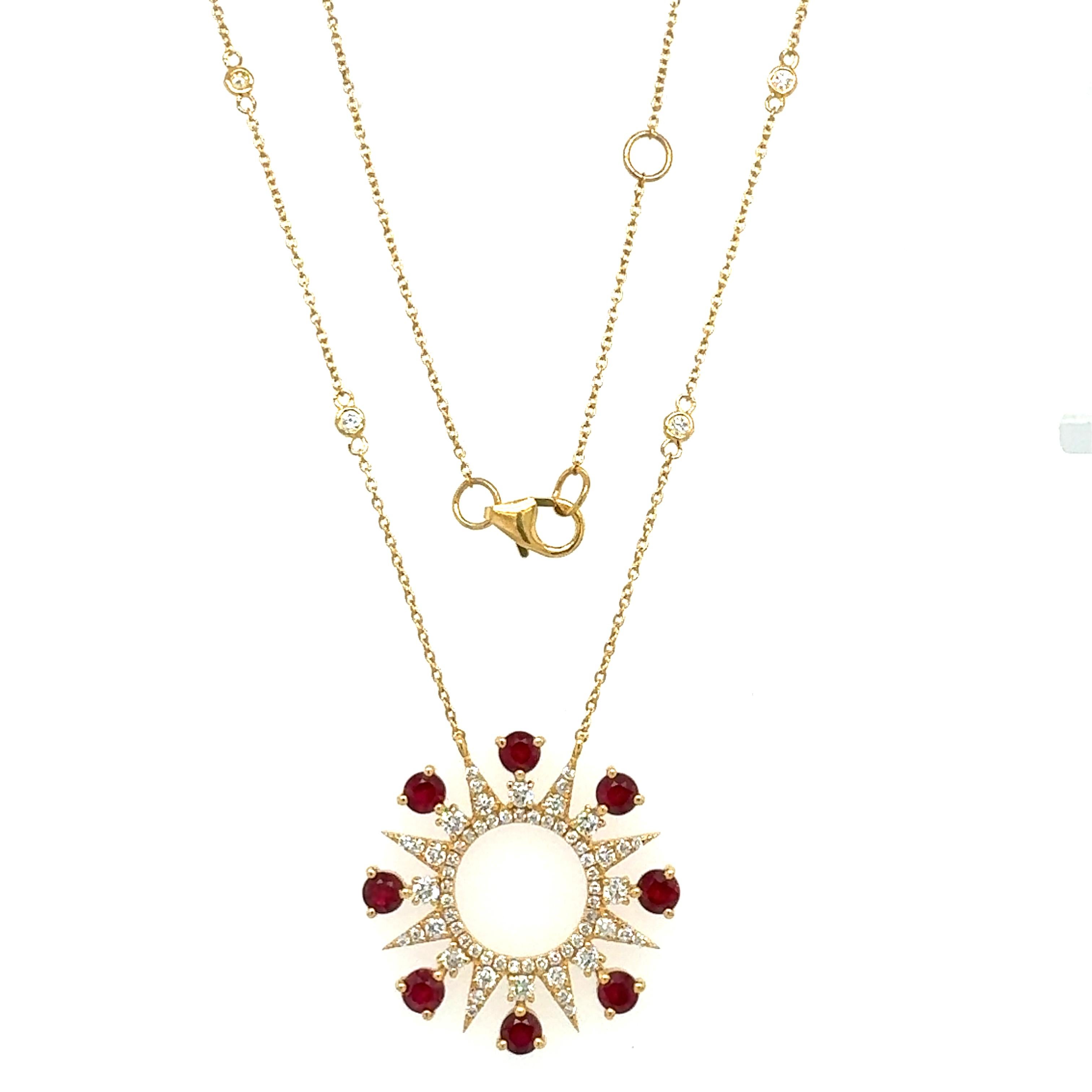 18 Kt gold natural Ruby and diamond gold necklace For Sale 1
