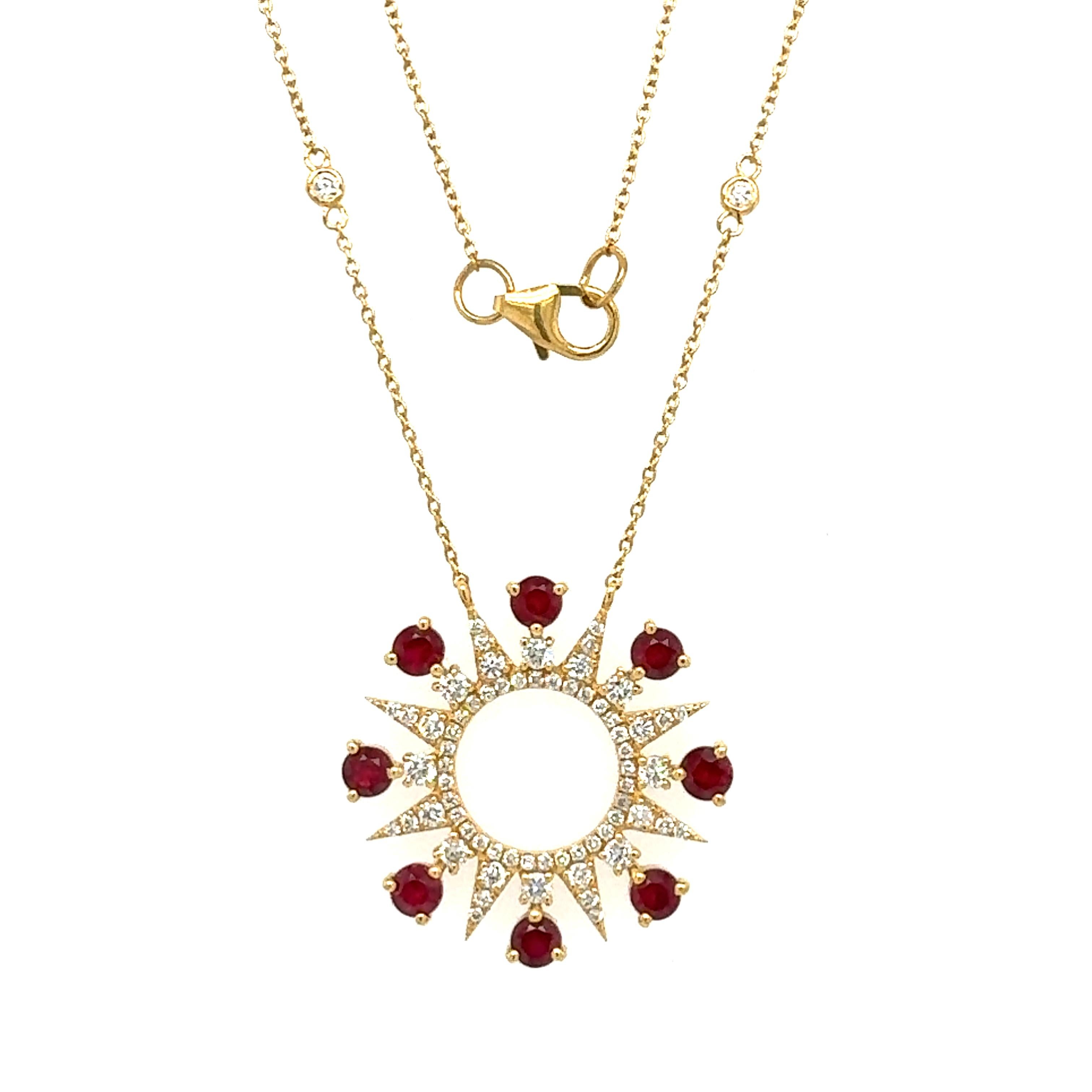 18 Kt gold natural Ruby and diamond gold necklace For Sale 2