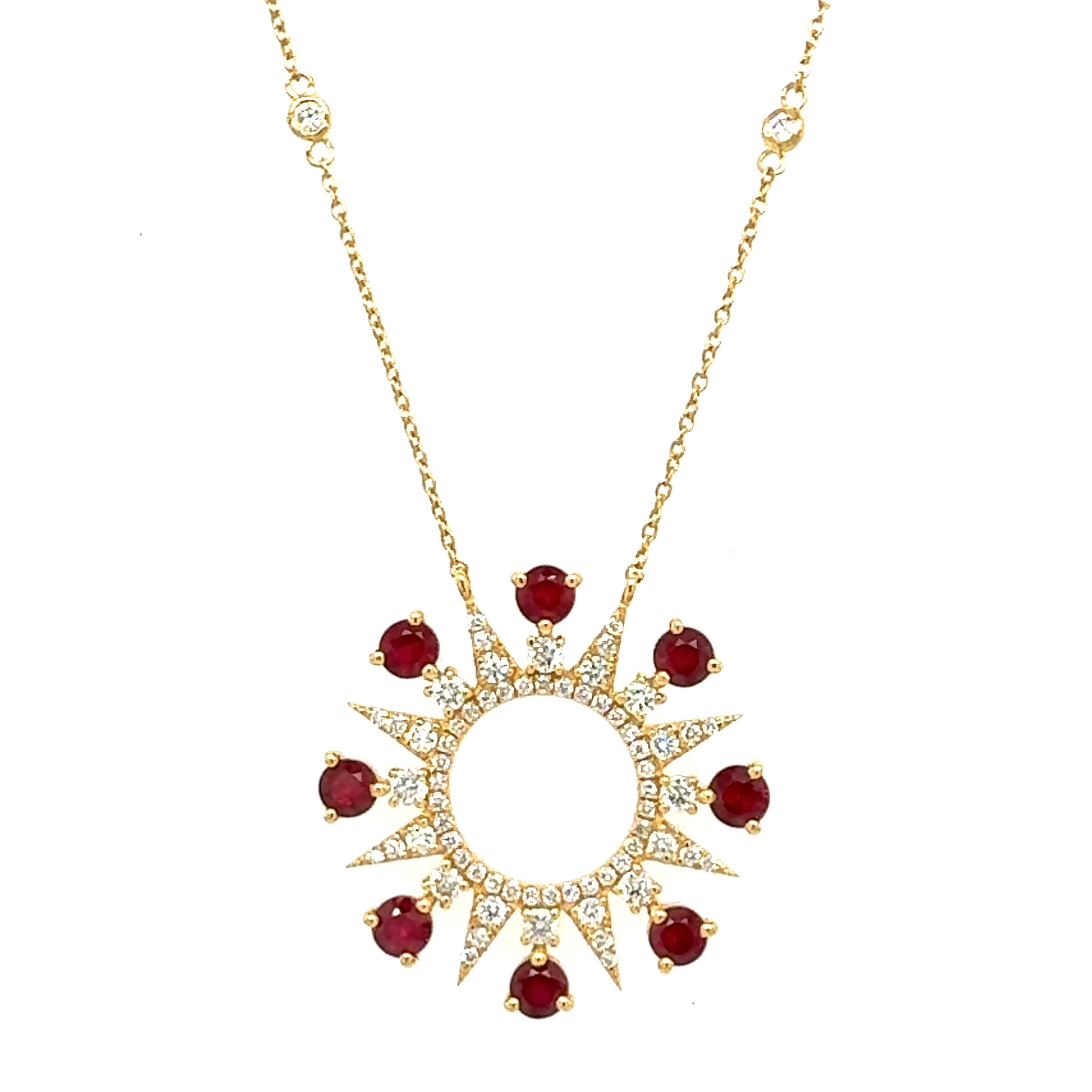 18 Kt gold natural Ruby and diamond gold necklace For Sale 3