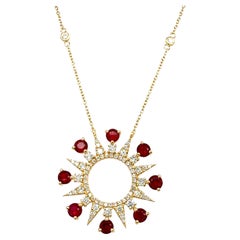 18 Karat Gold Halskette mit natürlichem Rubin und Diamanten aus Gold