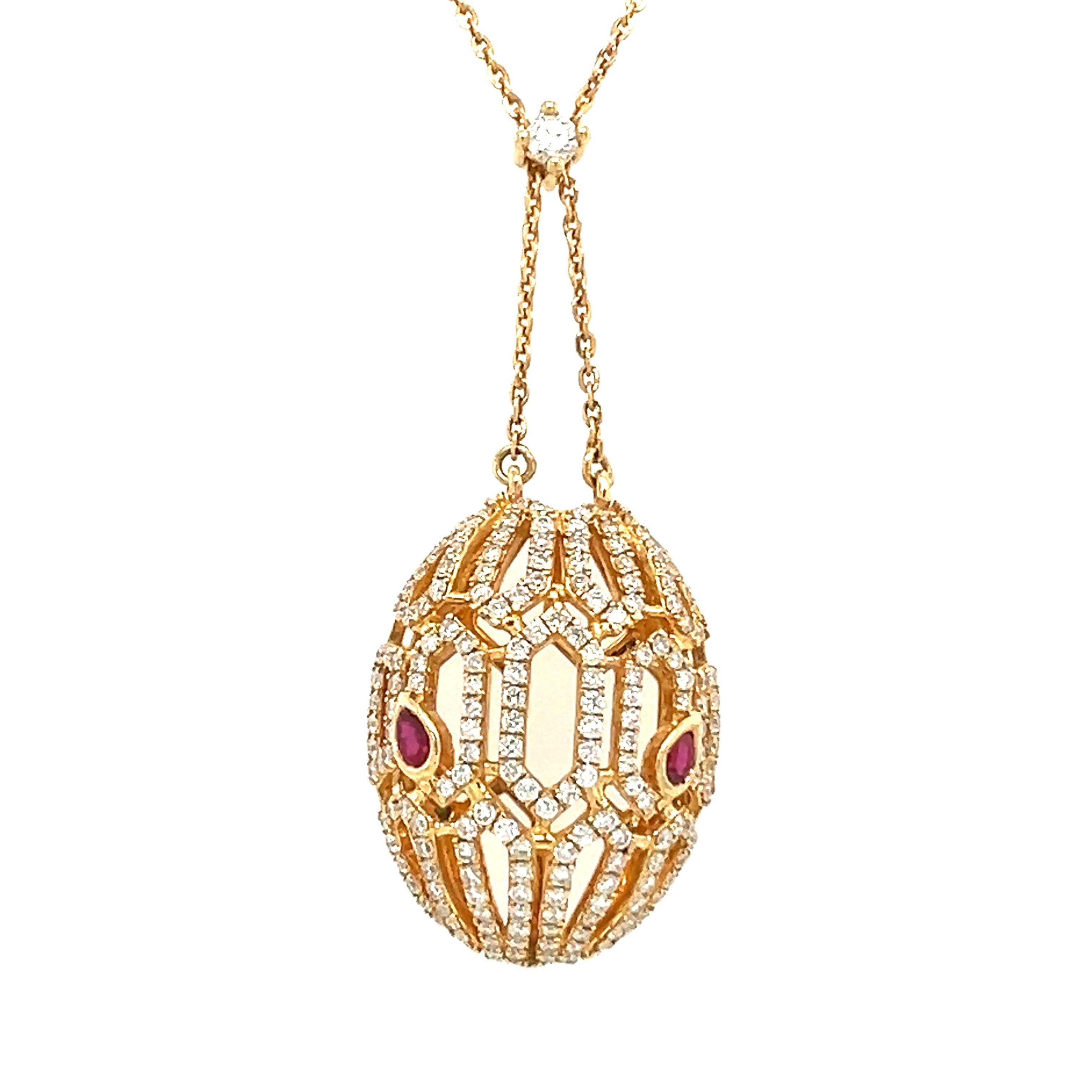  18 Kt gold natural Ruby and diamond necklace In New Condition For Sale In New York, NY