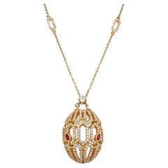  Halskette aus 18 Karat Gold mit natürlichem Rubin und Diamanten