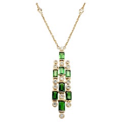  Collier en or 18 carats, tsavorite naturelle et diamants