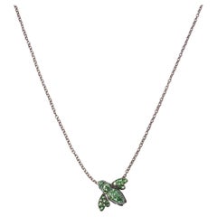 18 Kt Gold Necklace With Green Garnets Bee Pendant