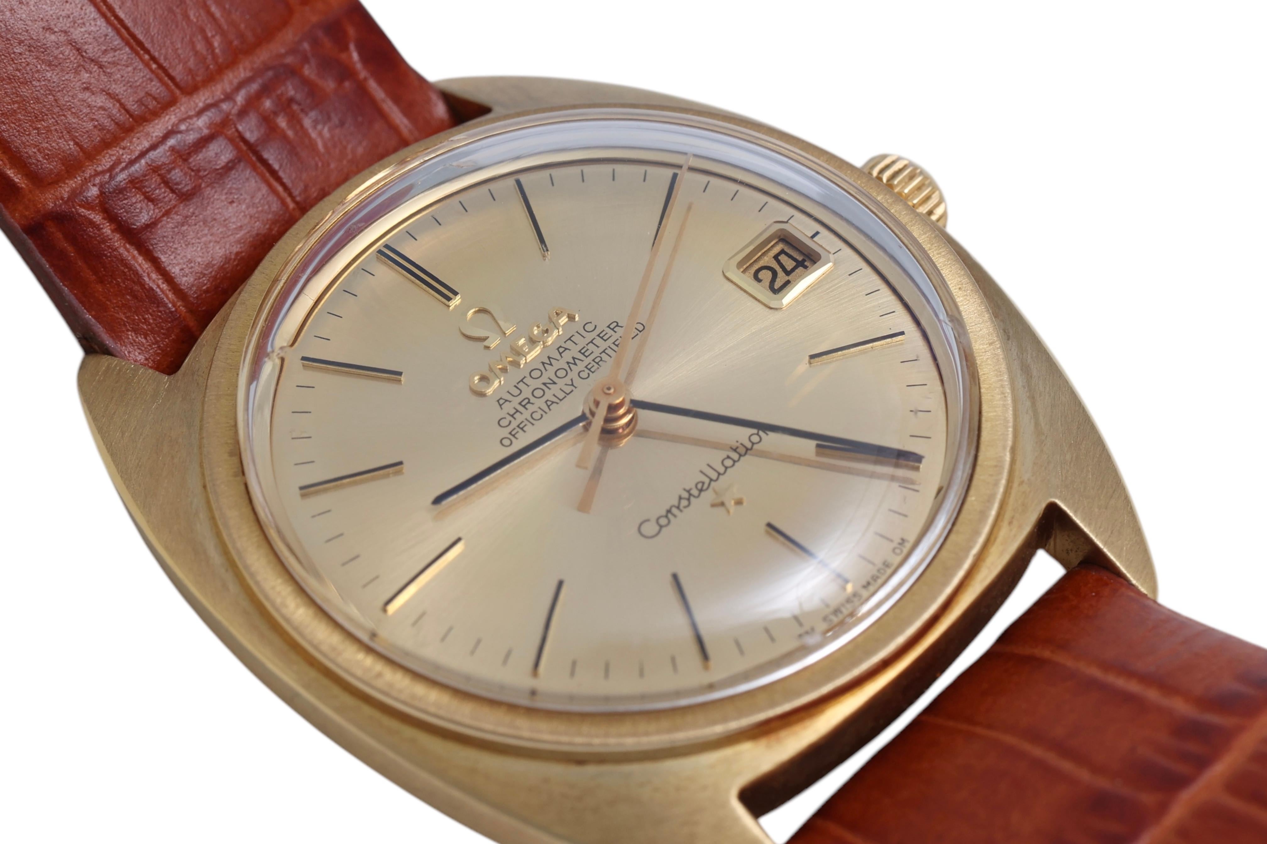Artisan 18 Kt Gold Omega Constellation Automatic Wrist Watch ! Ref. 168009 - 168017 For Sale