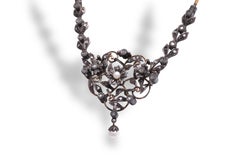 18 kt Collana antica in oro e argento Con diamanti taglio rosa Ca 1860