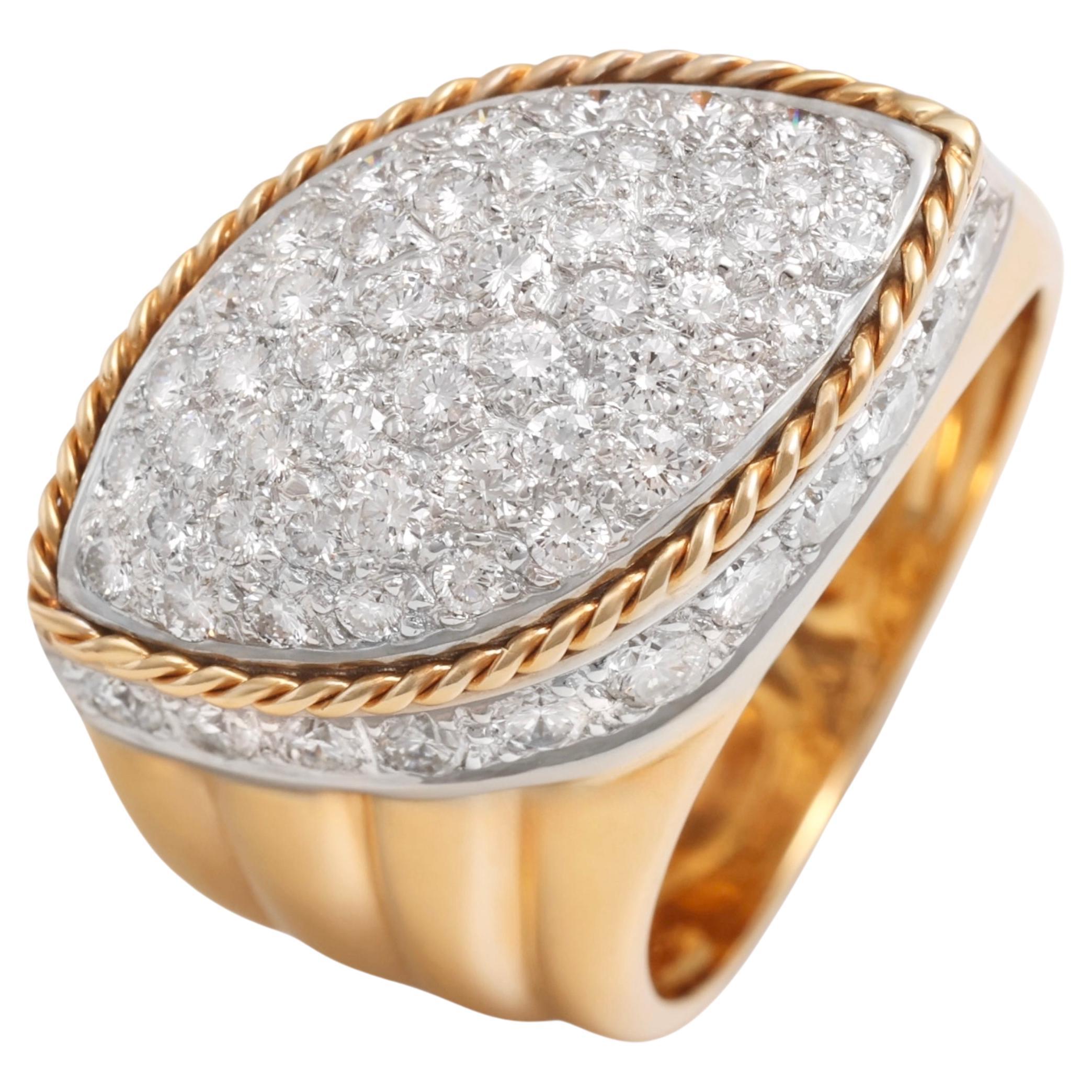 18 Kt Gold Pavé Marquise Shaped Brilliant Cut Diamond Ring