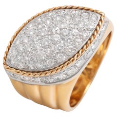 18 Kt Gold Pavé Marquise Shaped Brilliant Cut Diamond Ring