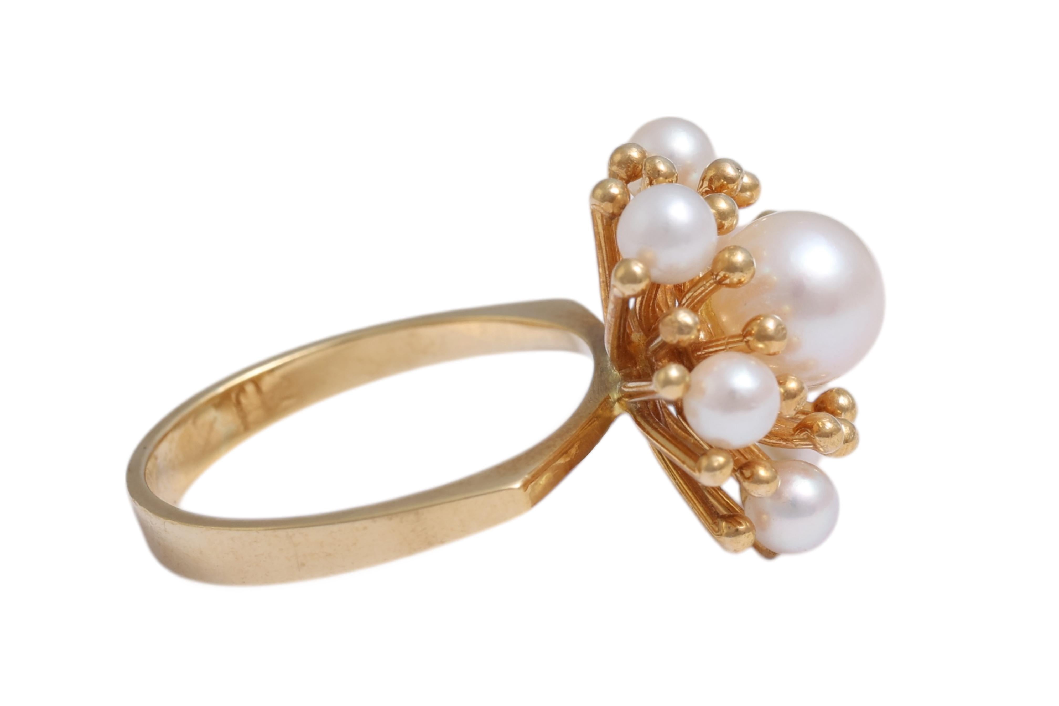 18 Kt Gold Perlen Set : Ring, Ohrringe & Anhänger komplett handgefertigt im Angebot 10