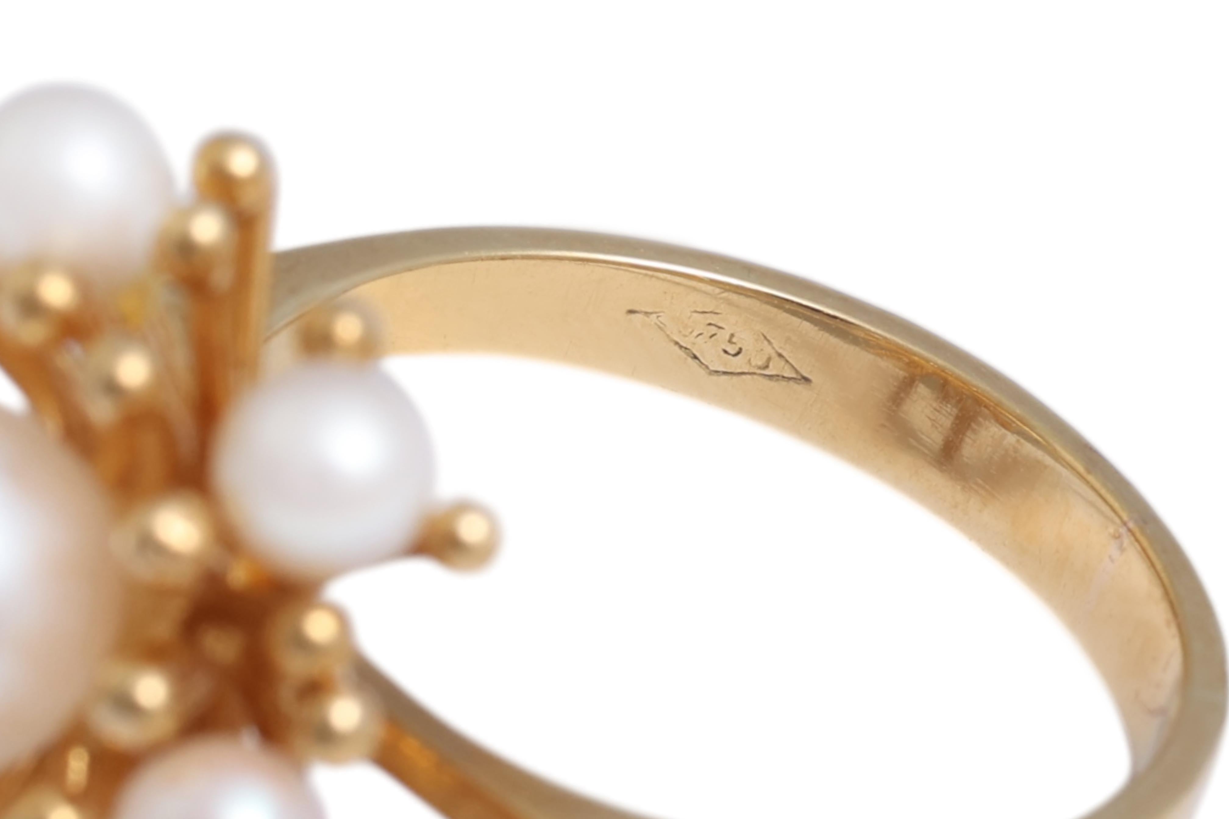 18 Kt Gold Perlen Set : Ring, Ohrringe & Anhänger komplett handgefertigt im Angebot 12