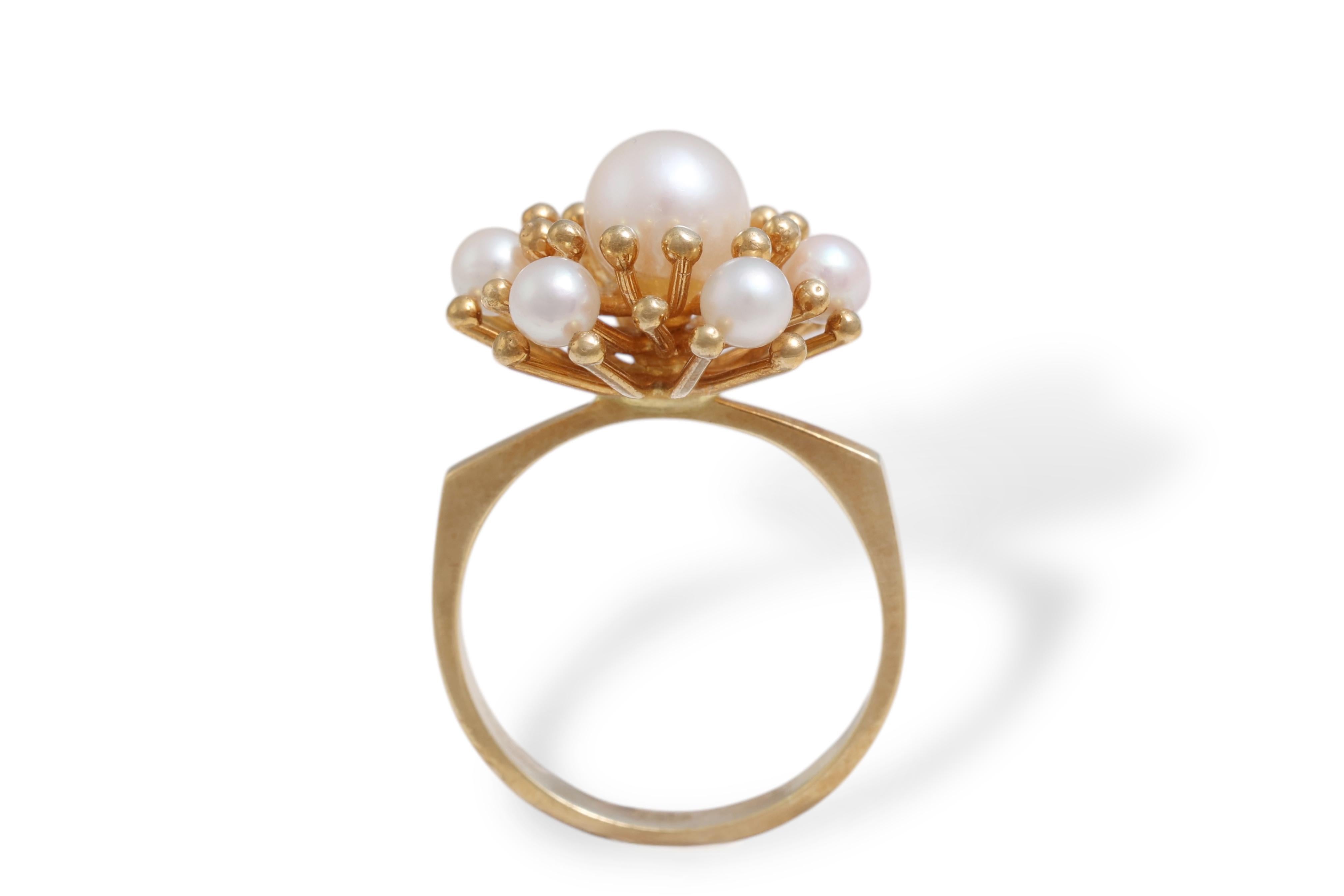 18 Kt Gold Perlen Set : Ring, Ohrringe & Anhänger komplett handgefertigt im Angebot 13