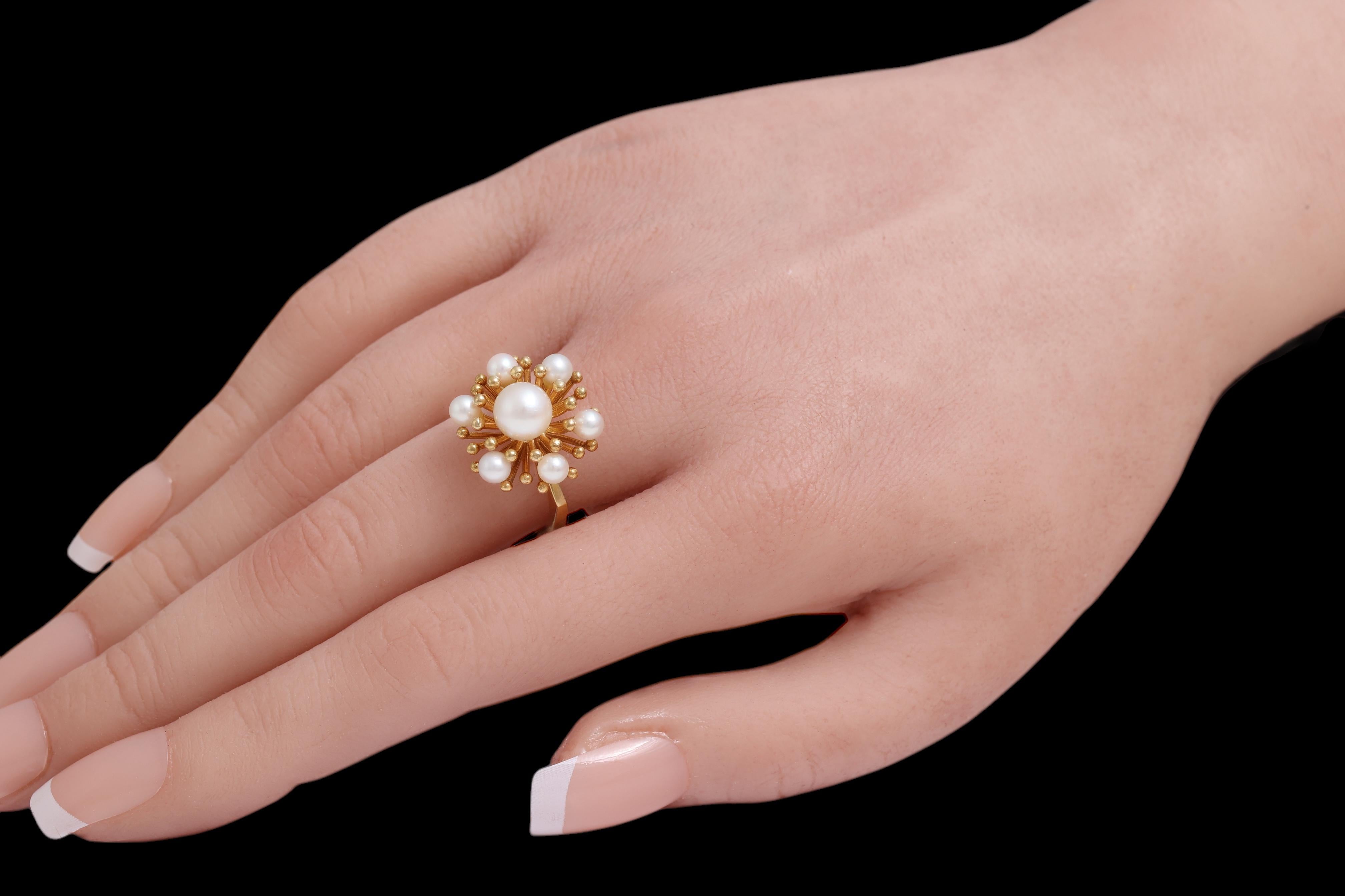 18 Kt Gold Perlen Set : Ring, Ohrringe & Anhänger komplett handgefertigt im Angebot 14