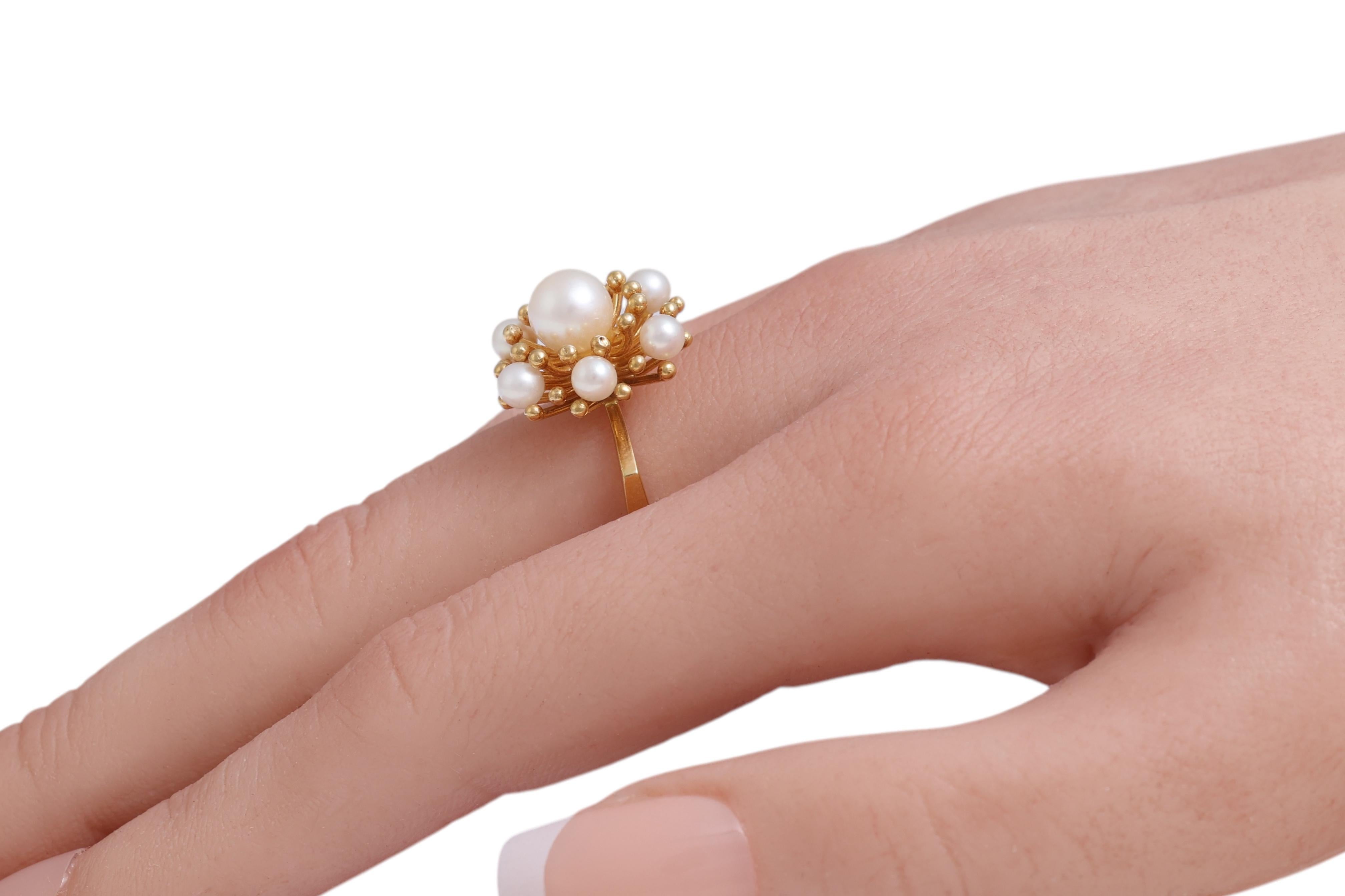 18 Kt Gold Perlen Set : Ring, Ohrringe & Anhänger komplett handgefertigt im Angebot 15