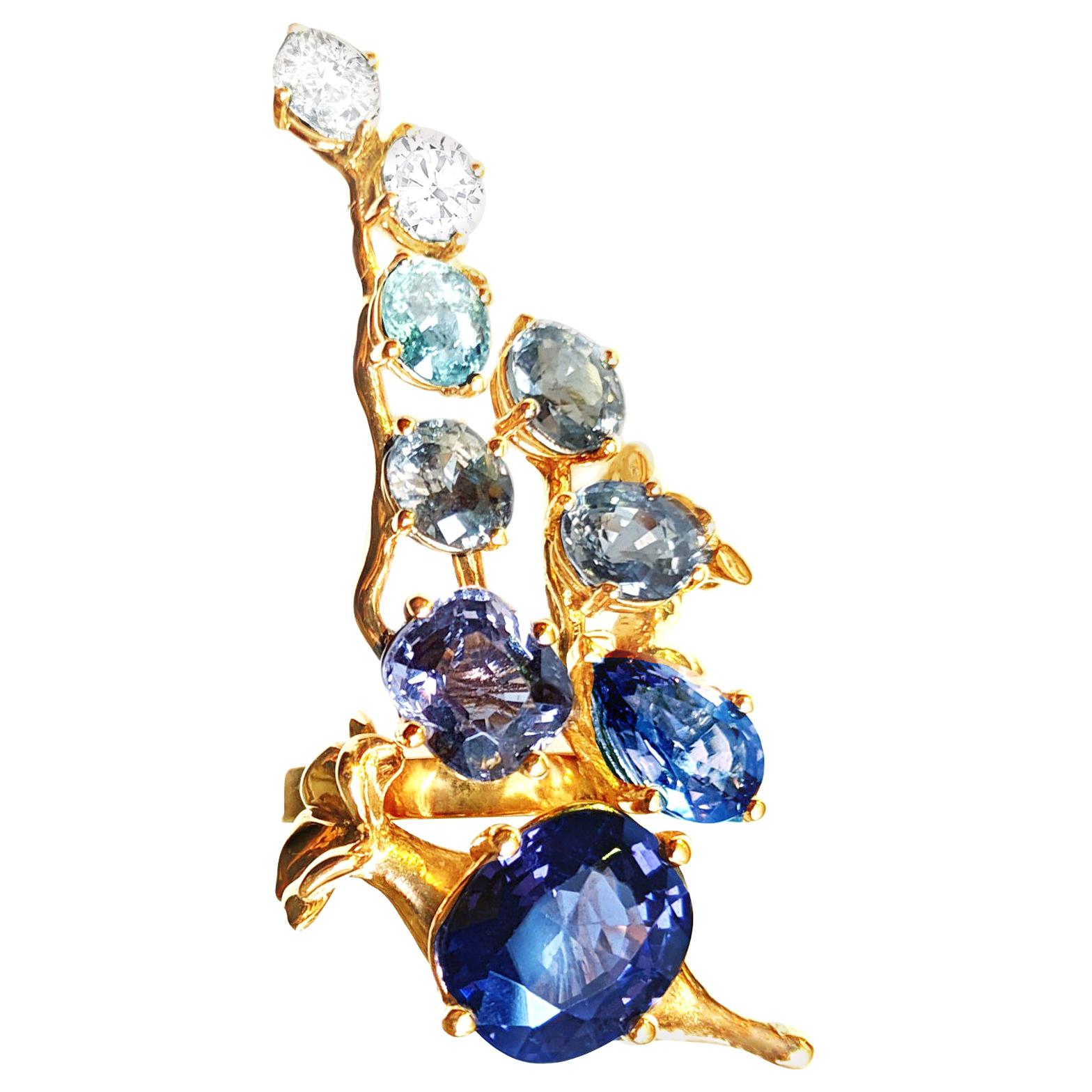 Yellow Gold Pendant Necklace with GRS Certified No Heat Royal Blue Sapphire