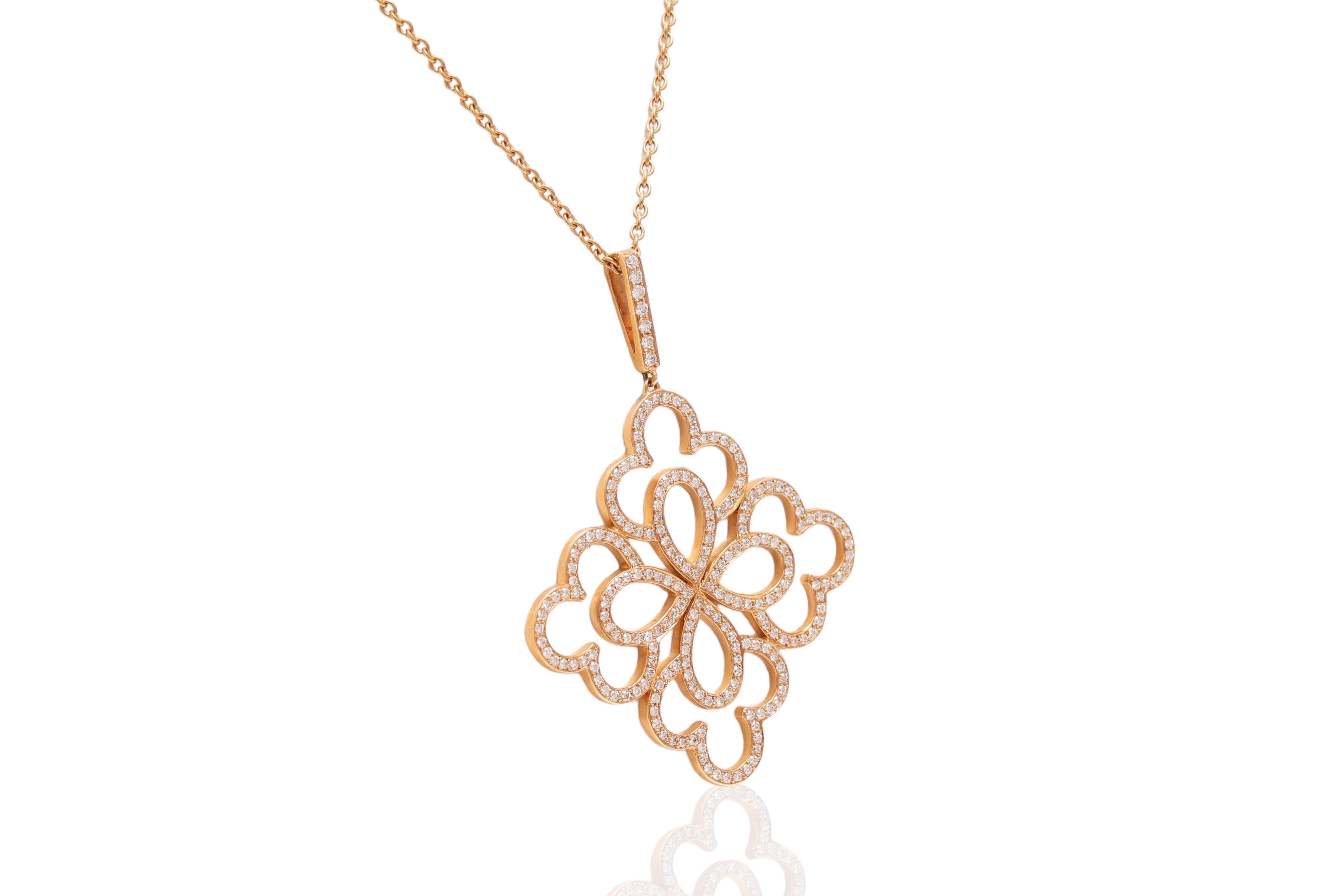 Modern 18 kt. Gold Pendant Set with 1.21 ct. Diamonds and 18 kt. Yellow Gold Necklace For Sale
