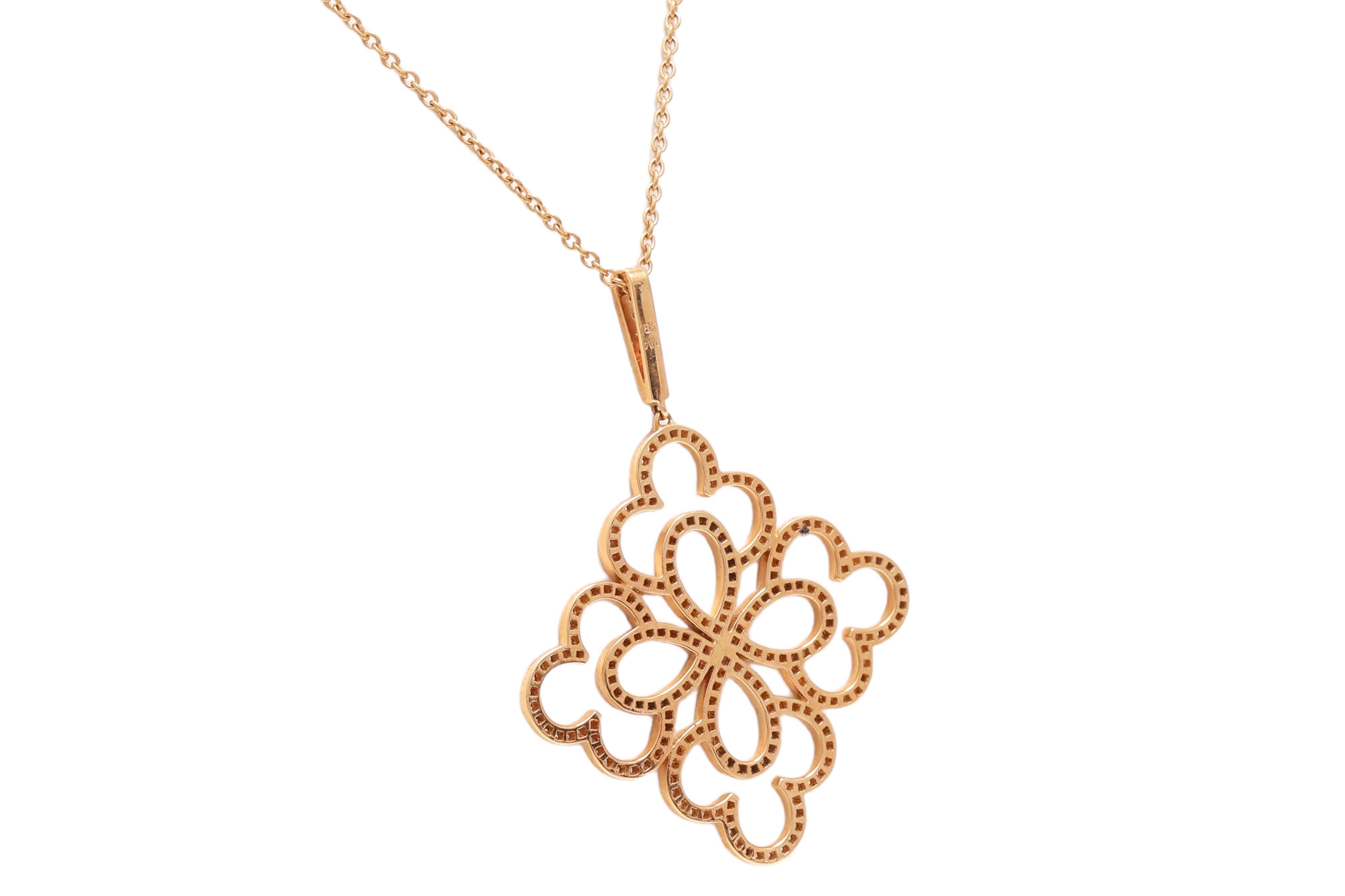 18 kt. Gold Pendant Set with 1.21 ct. Diamonds and 18 kt. Yellow Gold Necklace For Sale 1