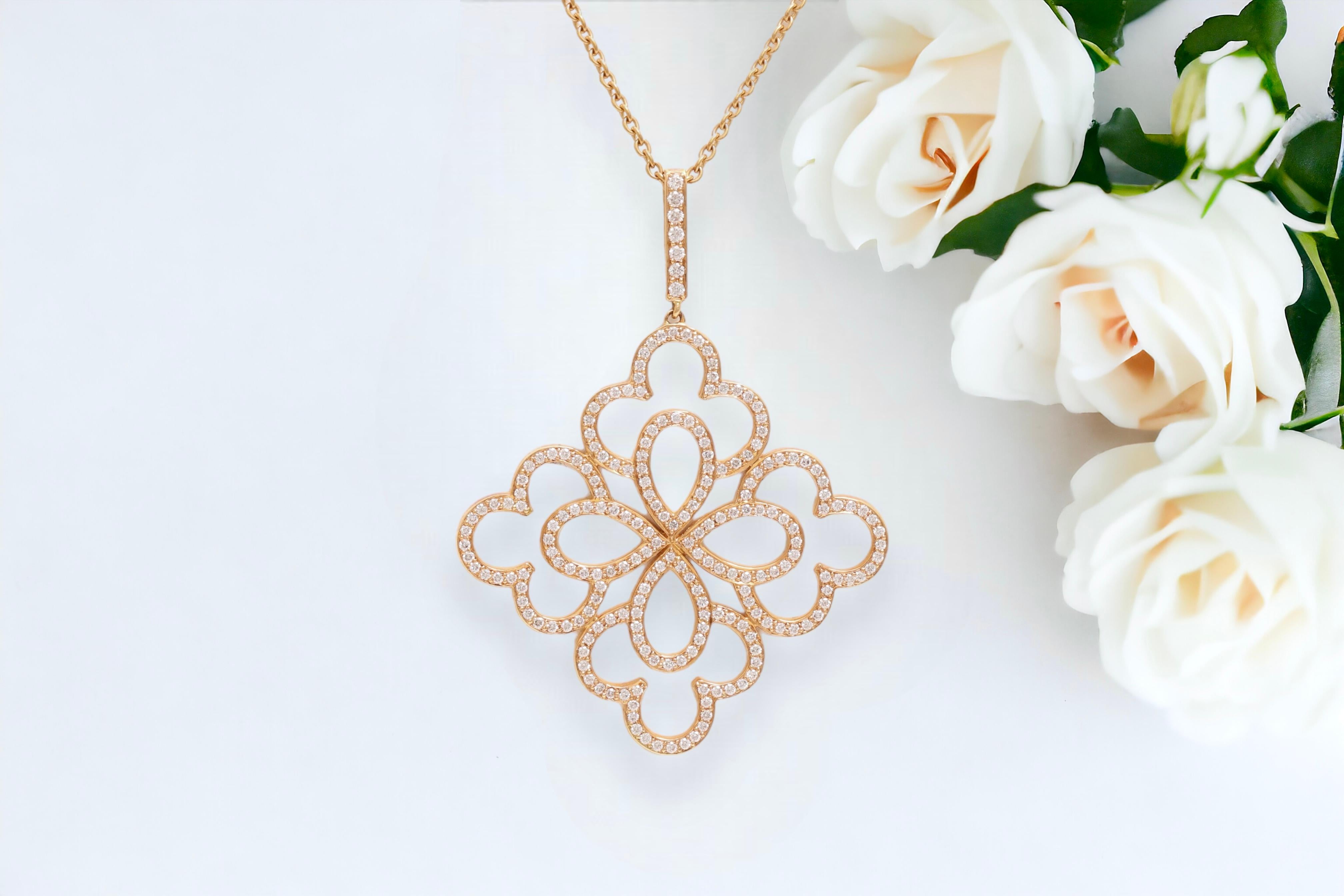 18 kt. Gold Pendant Set with 1.21 ct. Diamonds and 18 kt. Yellow Gold Necklace For Sale 2