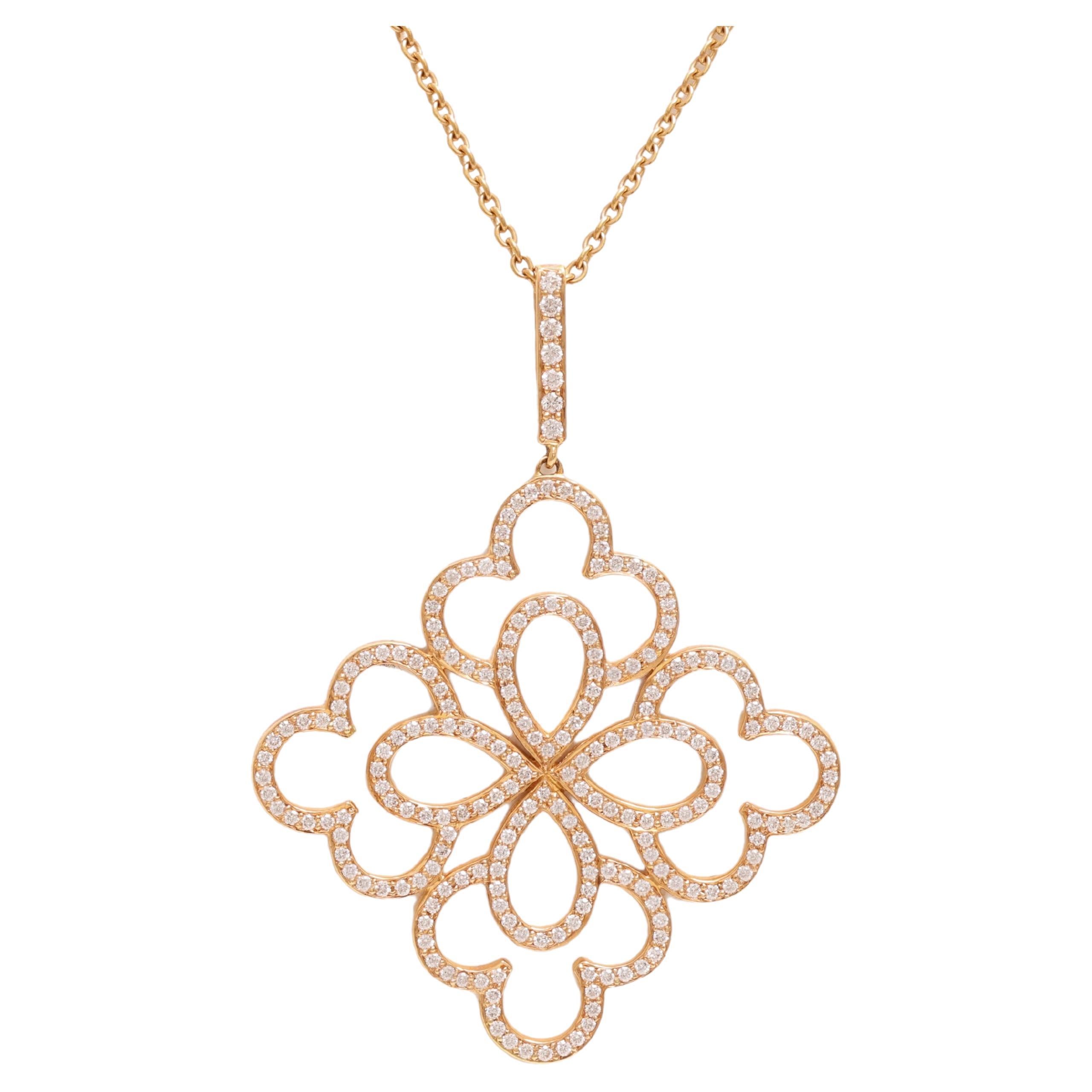 18 kt. Gold Pendant Set with 1.21 ct. Diamonds and 18 kt. Yellow Gold Necklace For Sale