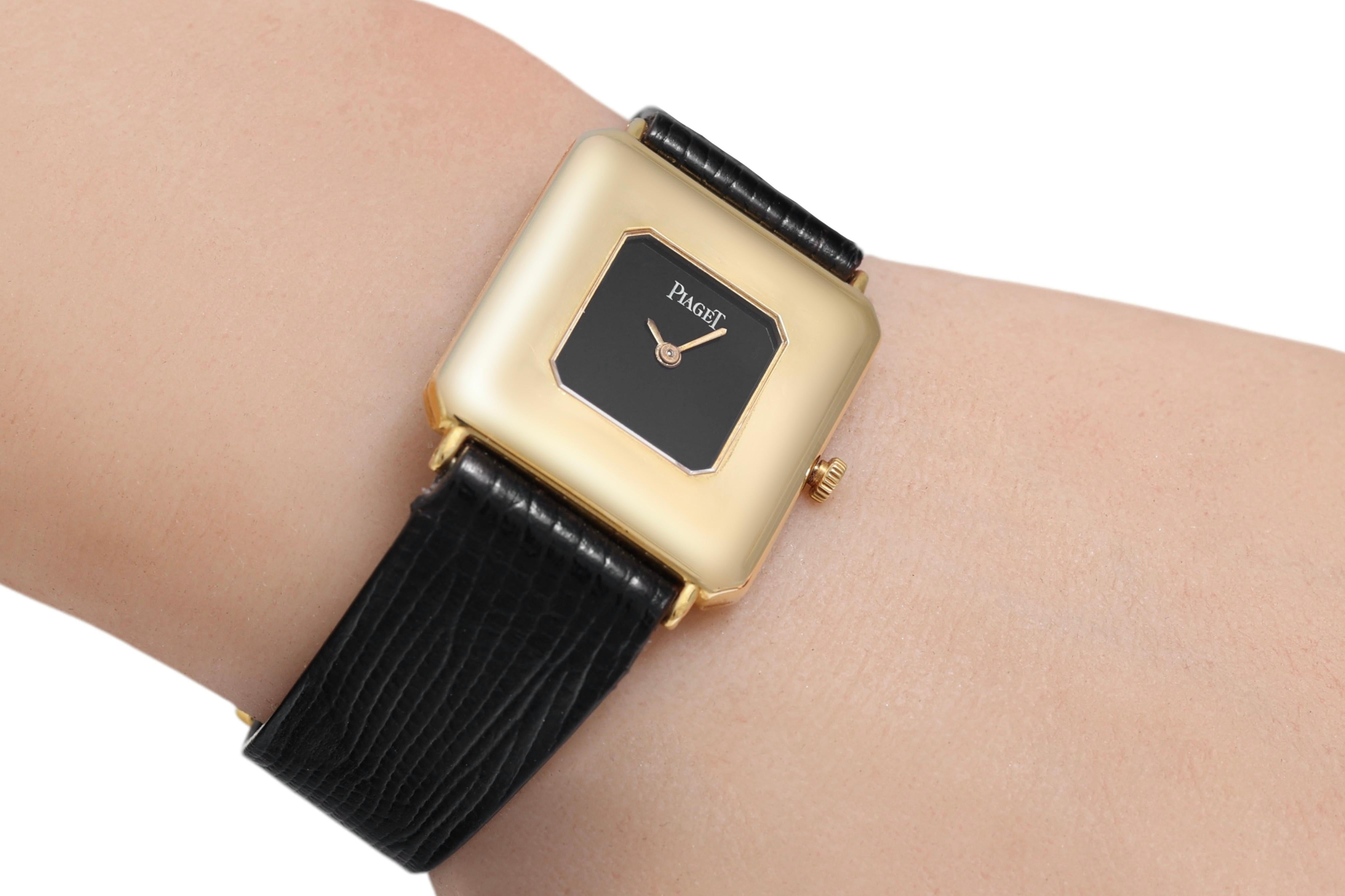 18 kt Gold Piaget Kleid Armbanduhr, mechanisches Kaliber 9P1, Ref 99141 im Angebot 7