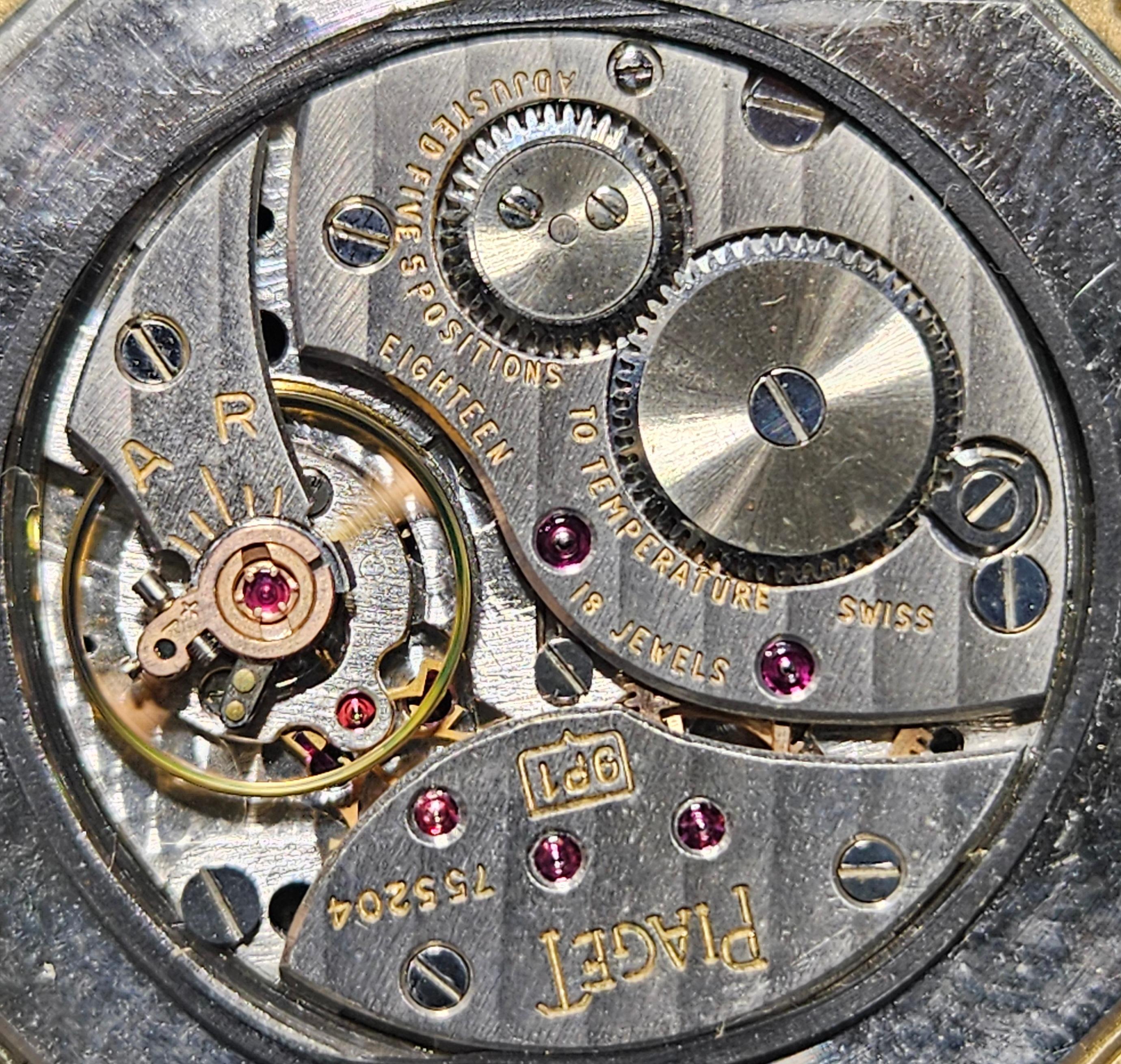 18 kt Gold Piaget Kleid Armbanduhr, mechanisches Kaliber 9P1, Ref 99141 im Angebot 9