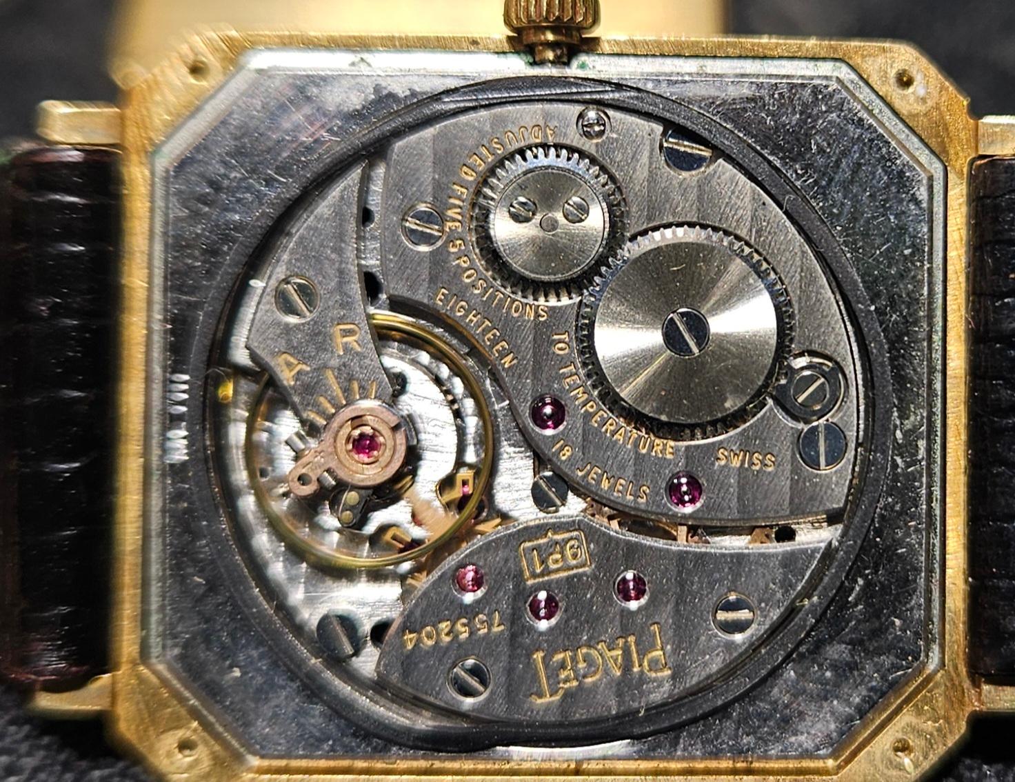 18 kt Gold Piaget Kleid Armbanduhr, mechanisches Kaliber 9P1, Ref 99141 im Angebot 10