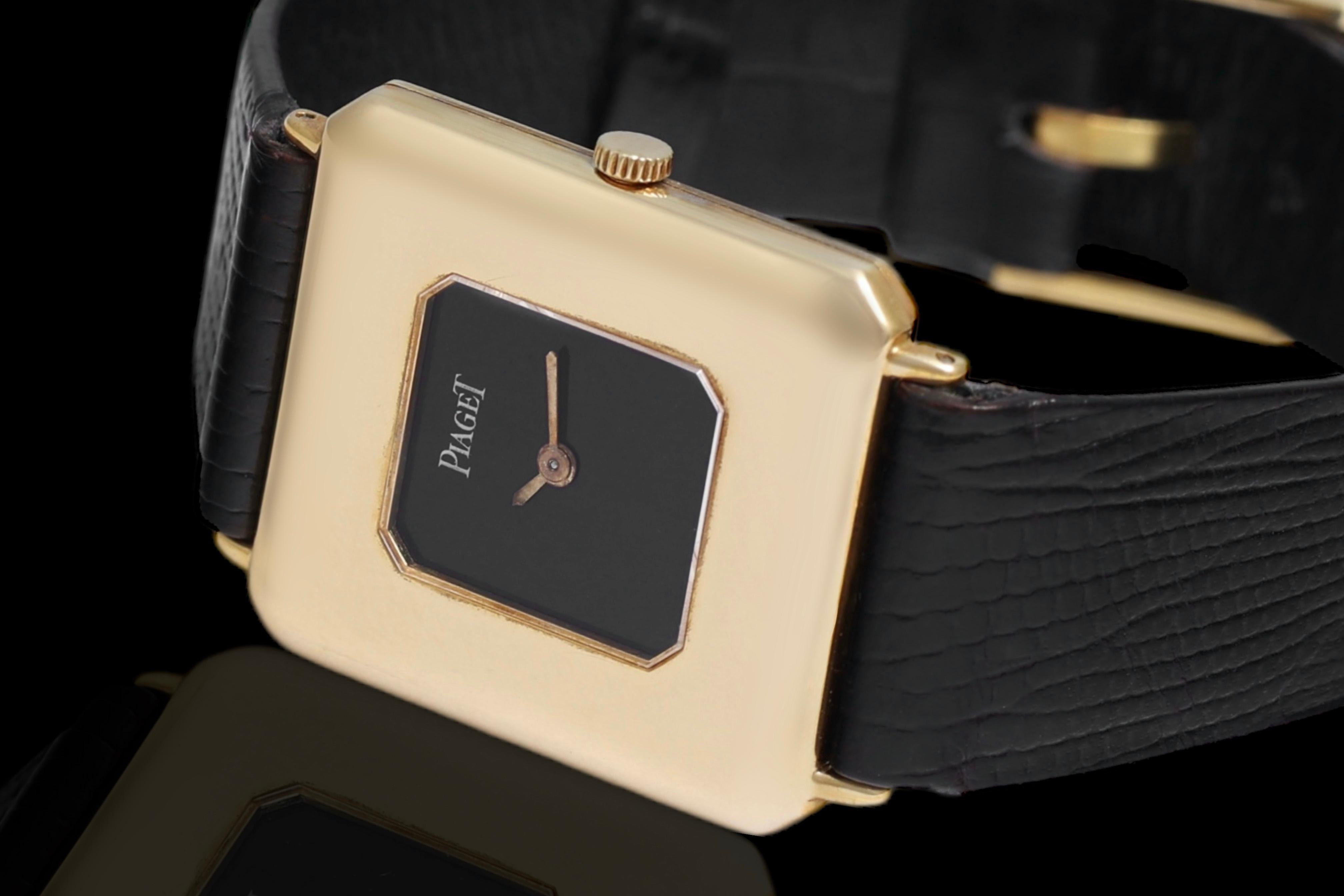 18 kt Gold Piaget Kleid Armbanduhr, mechanisches Kaliber 9P1, Ref 99141 im Angebot 3