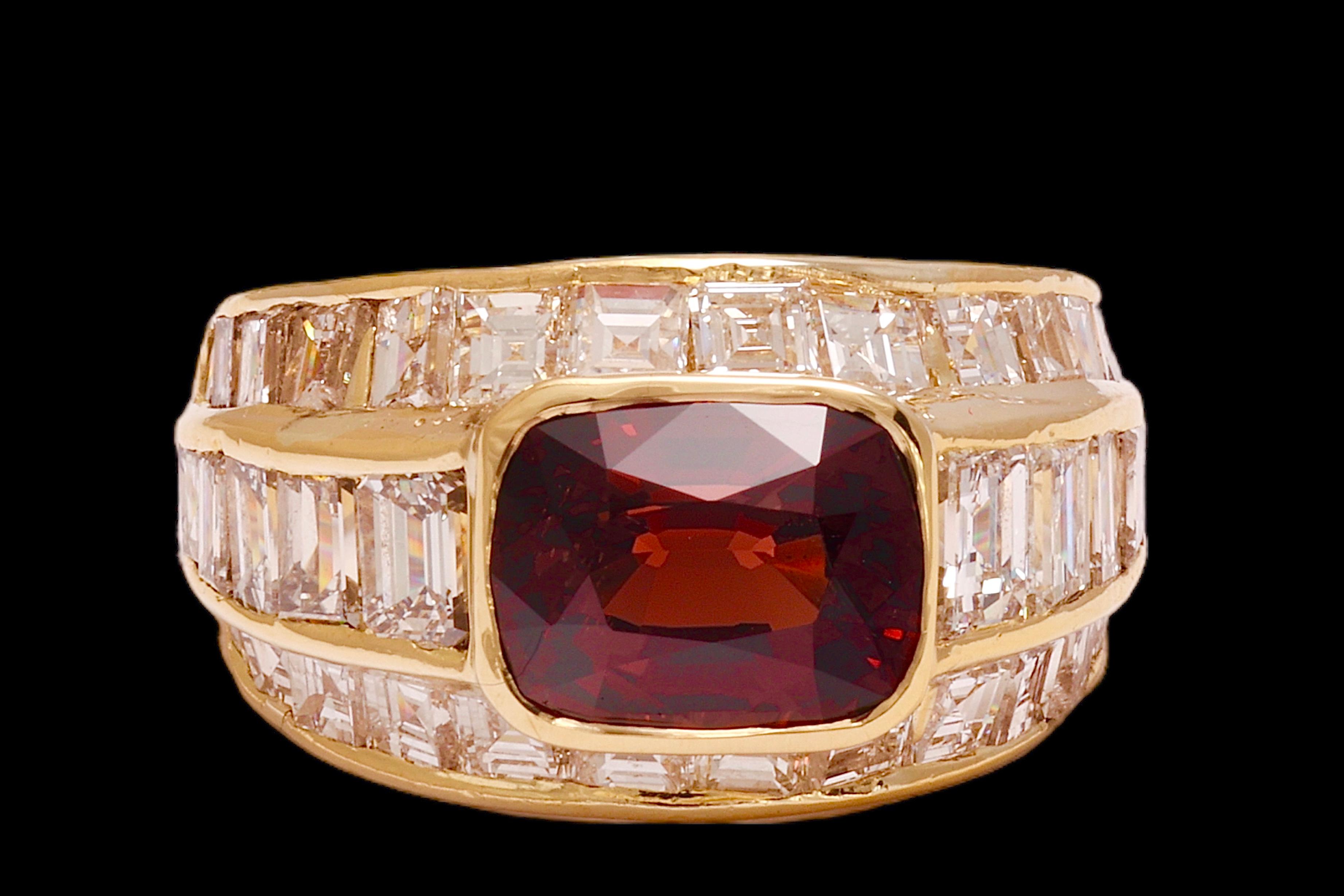 18 Kt Gold Ring, 3.5 Ct Burmese Red Spinel & 4.6 Ct Diamonds, Estate sultan Oman For Sale 4