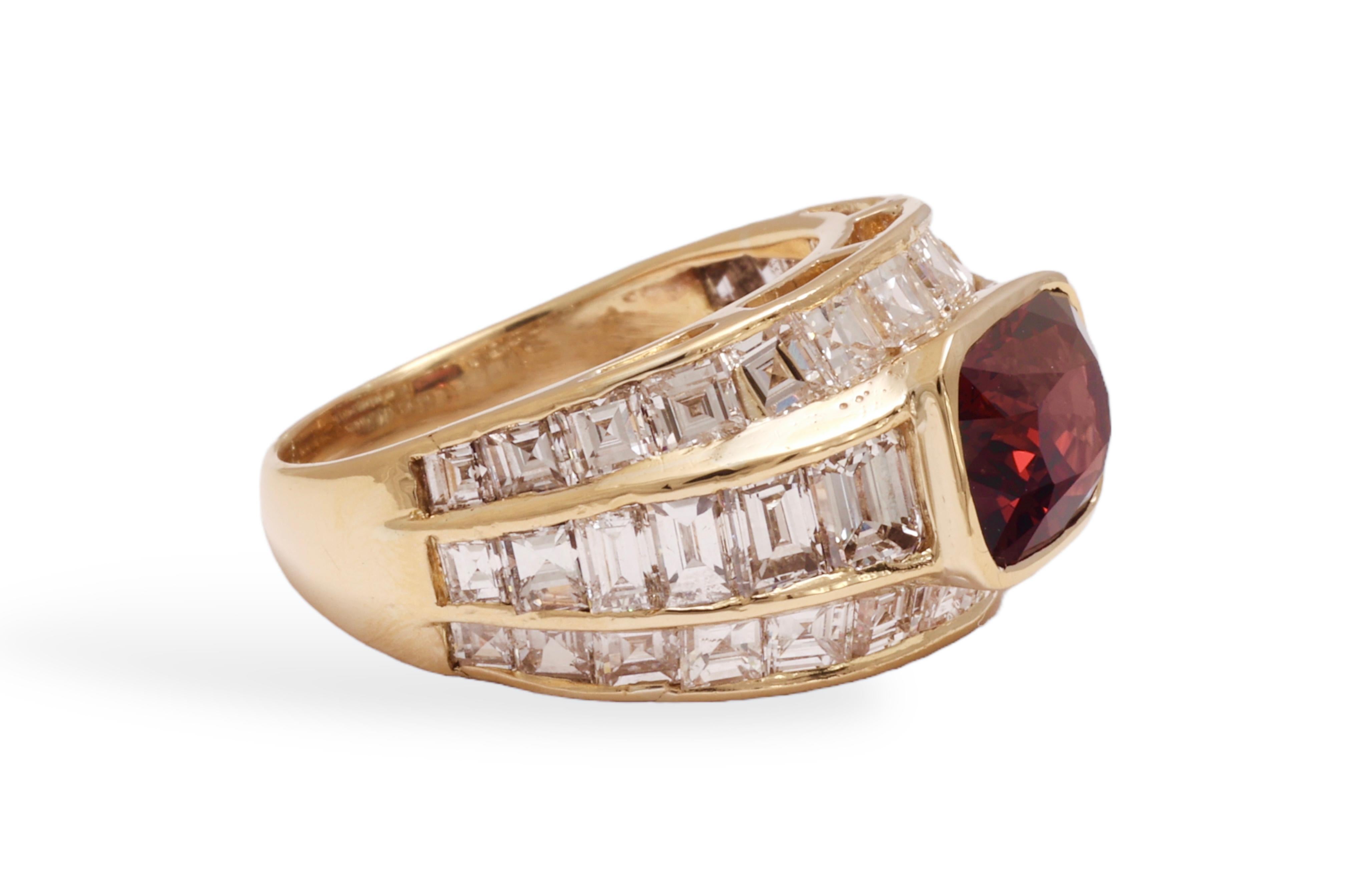 18 Kt Gold Ring, 3.5 Ct Burmese Red Spinel & 4.6 Ct Diamonds, Estate sultan Oman For Sale 5
