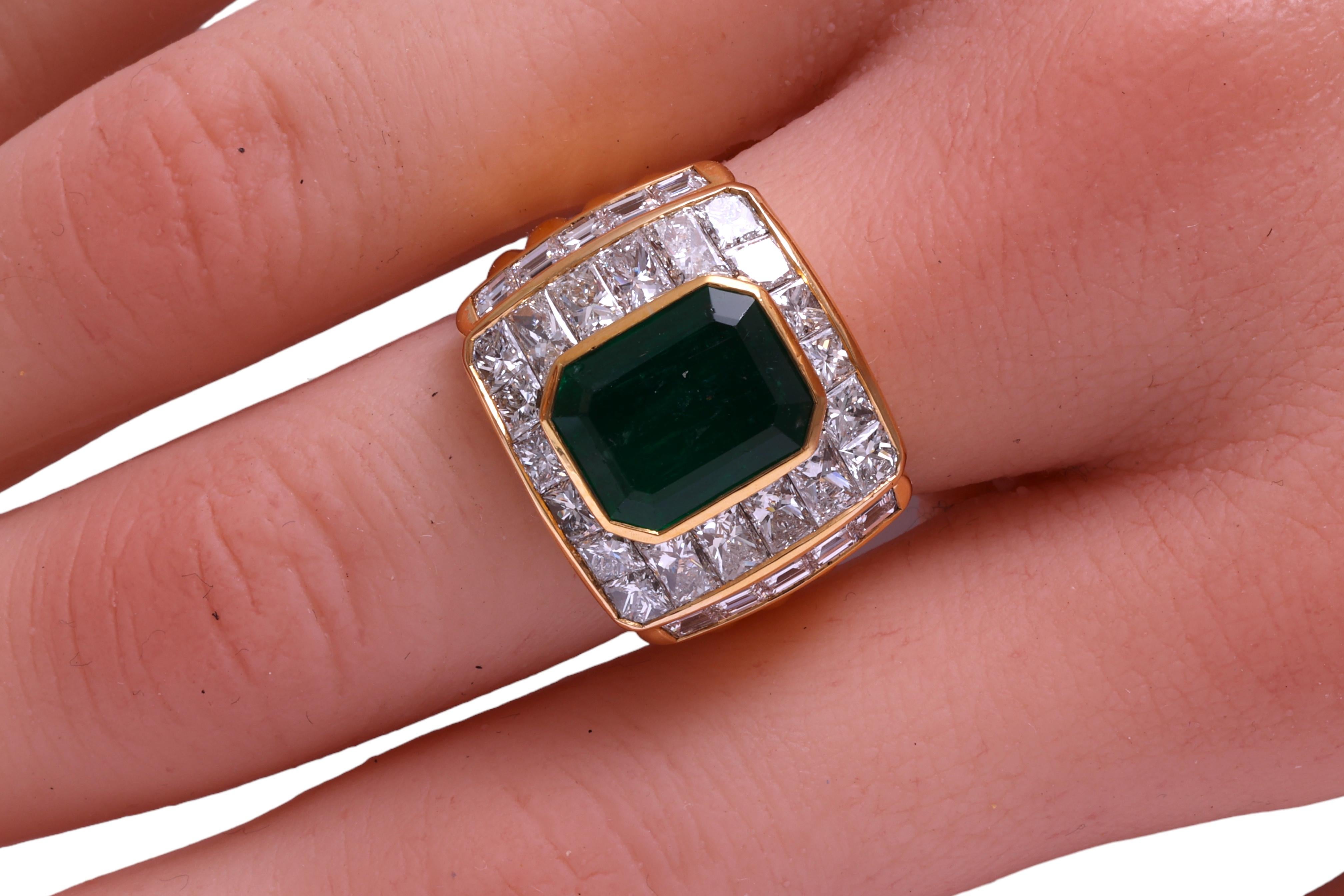 18 kt. Goldring Himalaya Afghanistan Smaragd & Diamanten, Nachlass Sultan Oman  für Damen oder Herren im Angebot