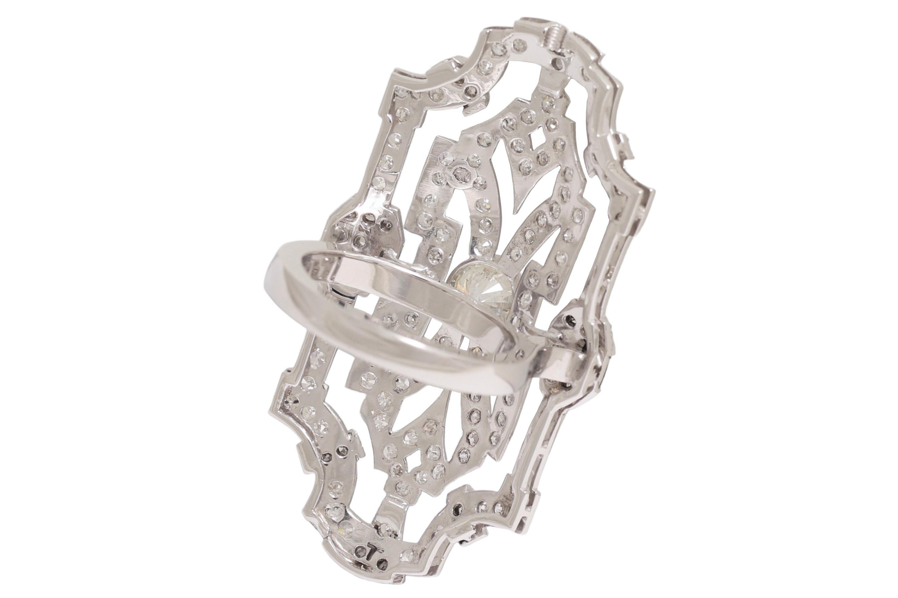 18 kt. Bague en or avec 1,2 ct. Diamant central entouré de 4,65 ct. Diamants Unisexe en vente