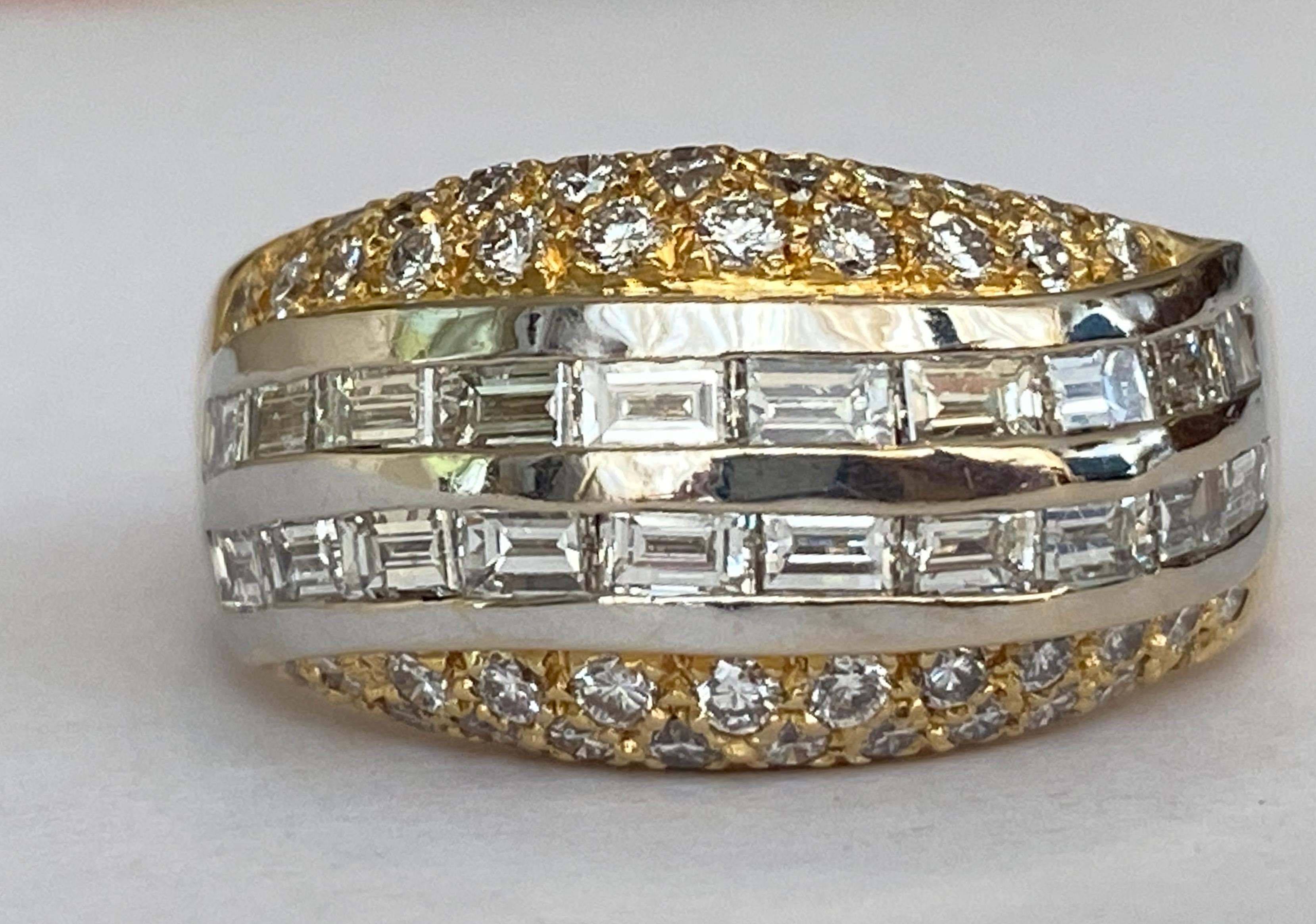 Contemporary 18 Kt. Gold  Band Ring with 2.02 Ct Diamonds For Sale