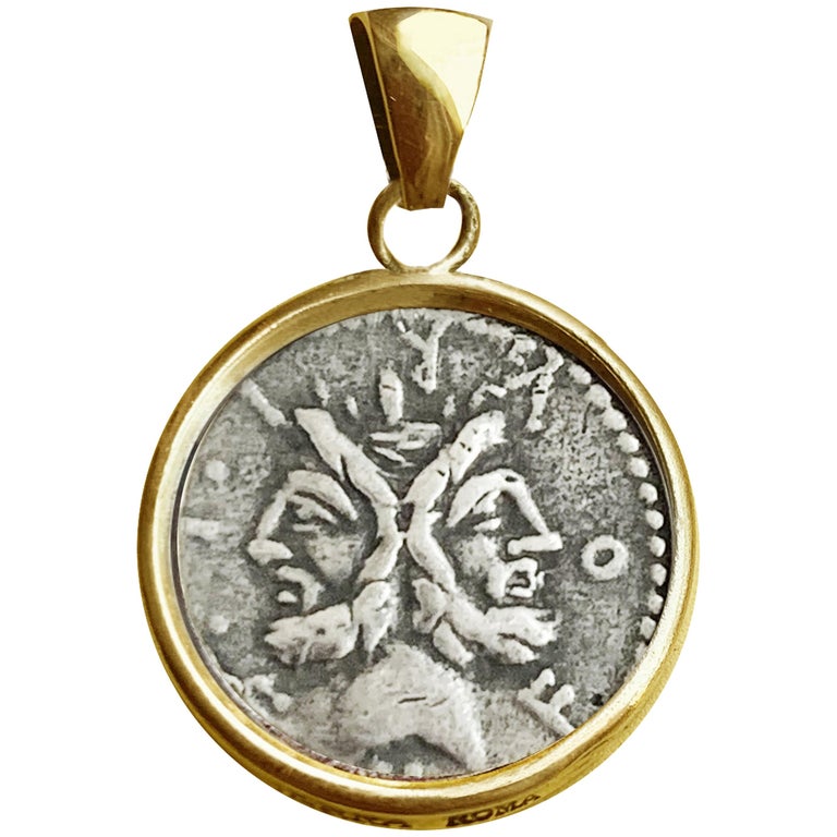 18 Karat Gold Roman Coin Pendant '2nd century B.C.' depicting TwoFaced
