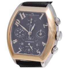 Oro 18 Kt e acciaio Van Der Bauwede Cronografo Automatico Dual Time Orologio BNIB