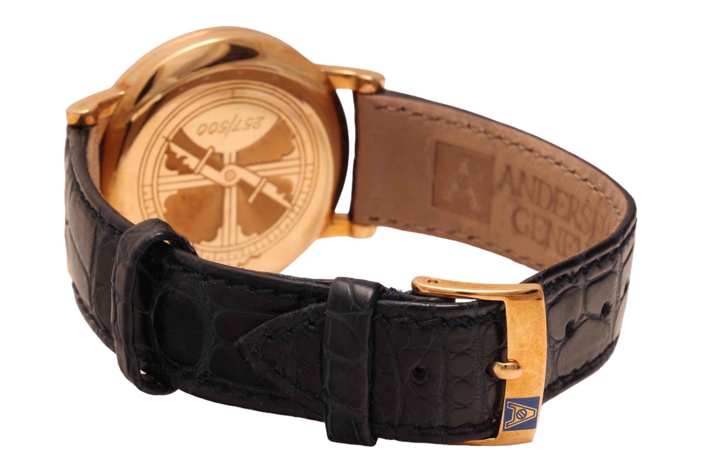 18 kt Gold Svend Andersen Worldtimer Limited Wrist Watch For Sale 2