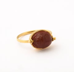 18 Kt Gold Two Sided Victorian Carnelian Scarab Ring