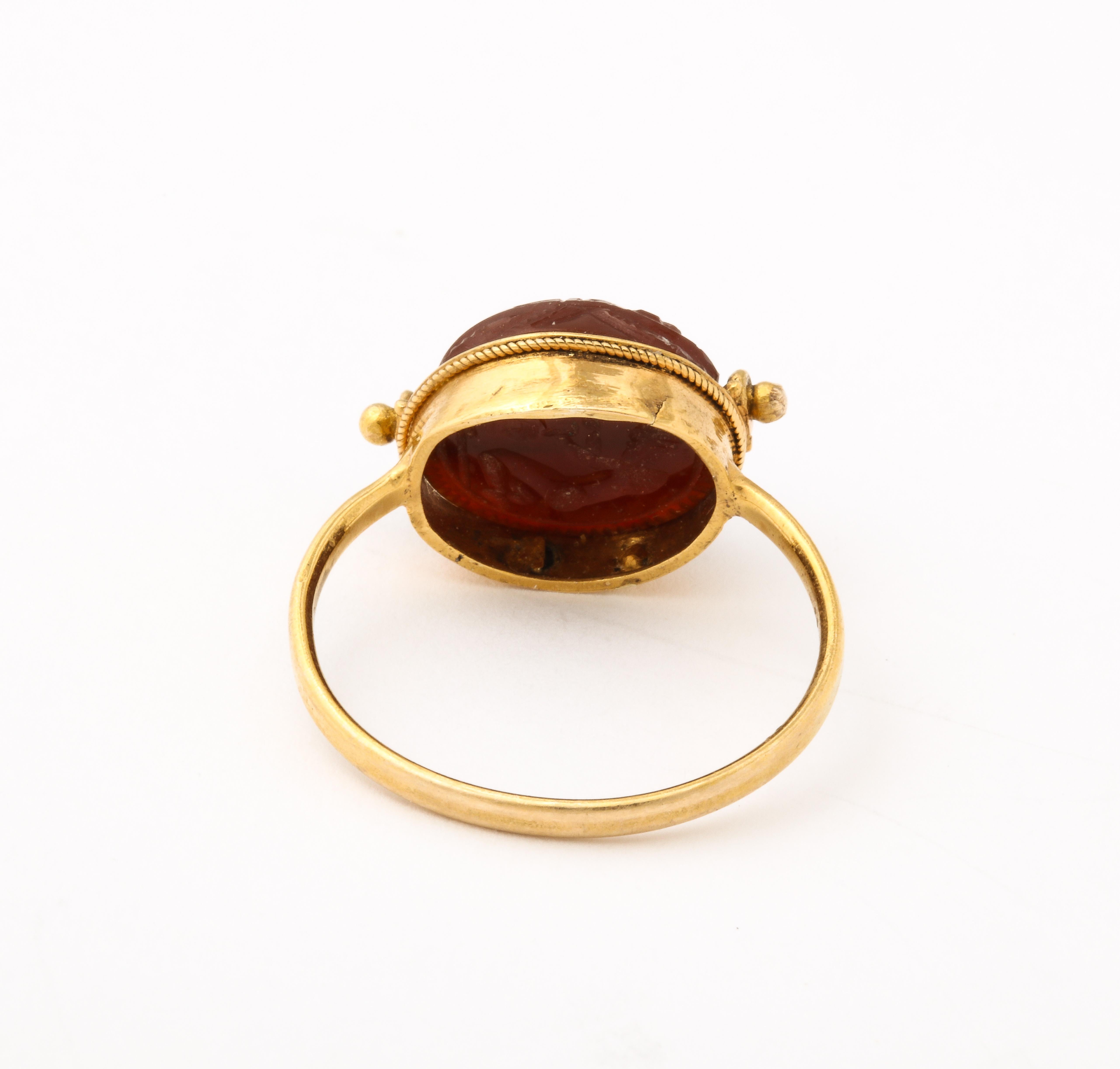 18 Kt Gold Two Sided Victorian Carnelian Scarab Ring For Sale 4