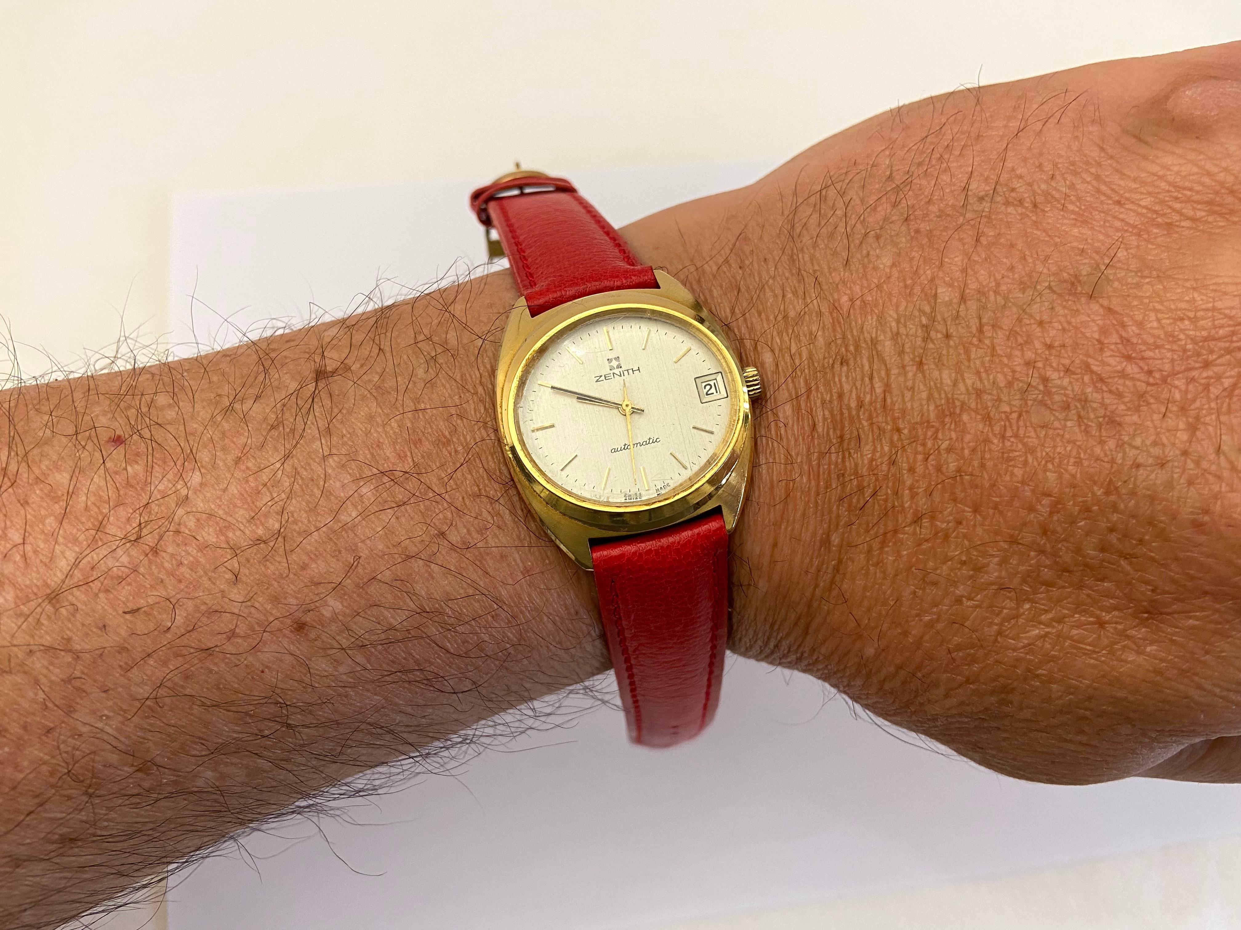 Women's or Men's 18 Kt Gold ZENITH Automatic Watch, Vintage, 1970s For Sale