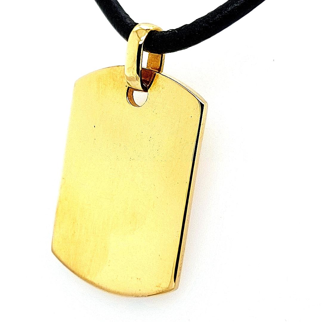 18kt Gold Dog Tag Pendant Necklace Pink & Yellow Sapphires 1.38ct Diamonds For Sale 1